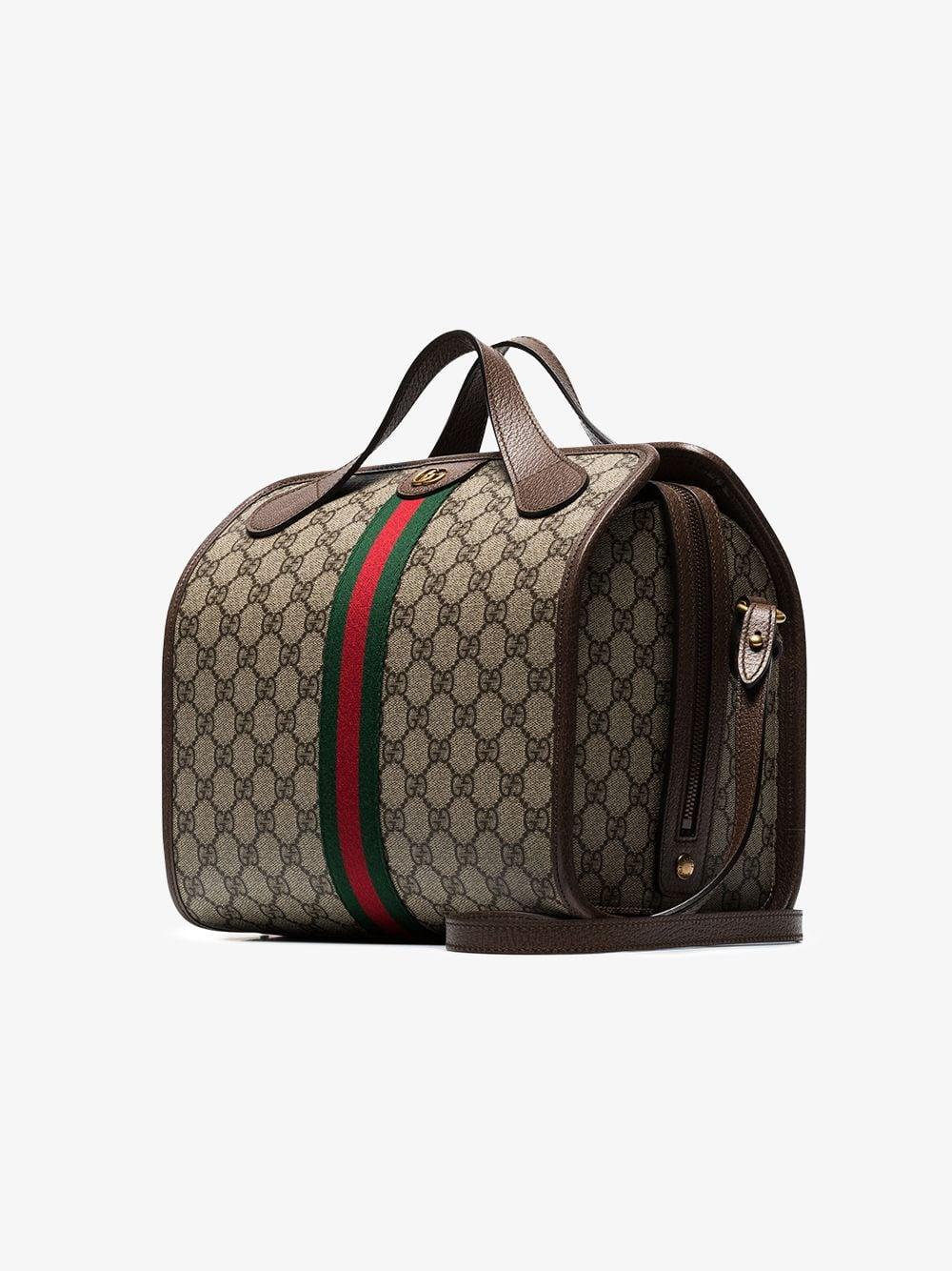 Gucci Beige And Brown Supreme Ophidia Mini Duffle Bag Tote
