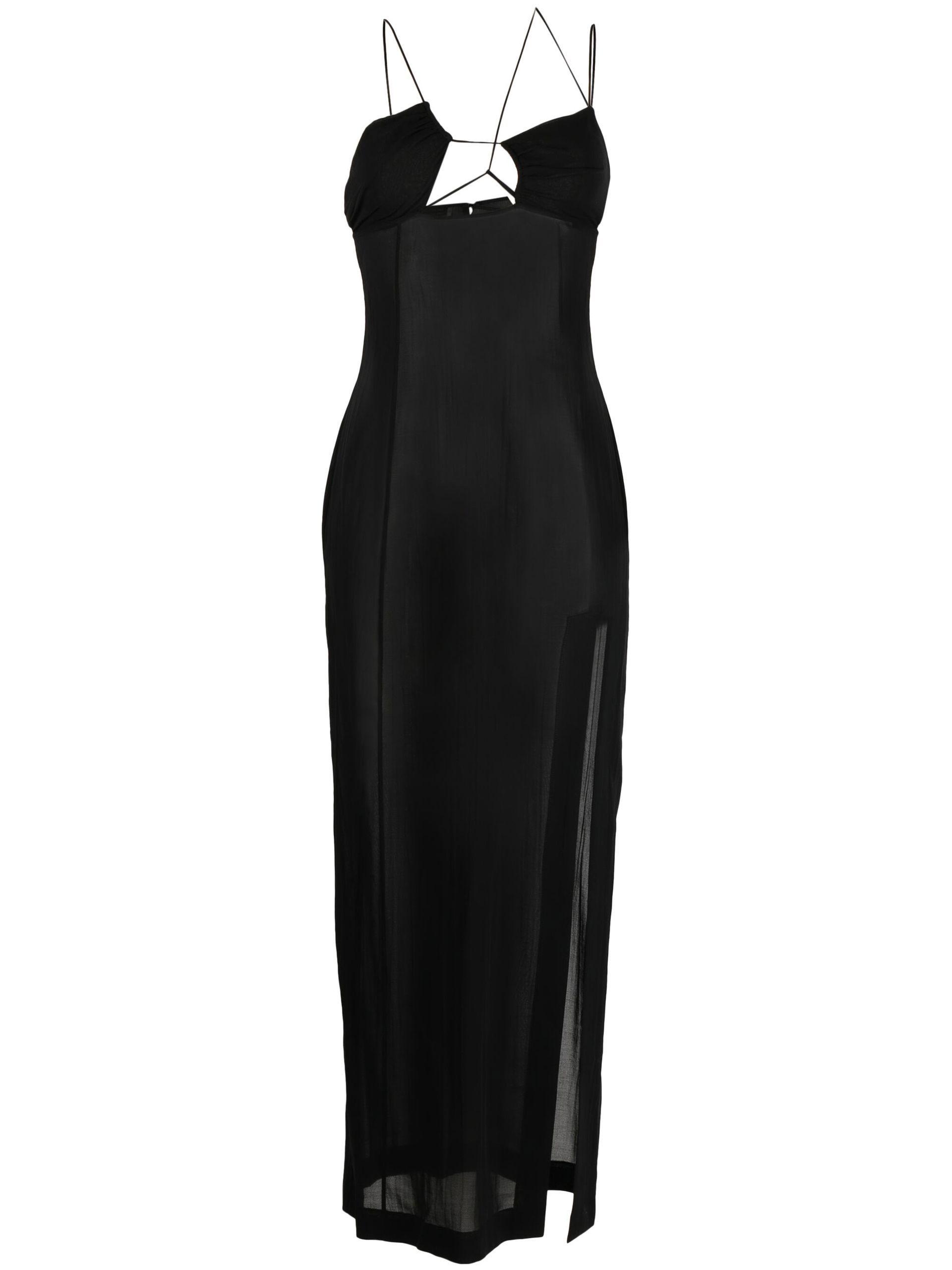 Nensi Dojaka Asymmetric Semi-sheer Midi Dress in Black | Lyst