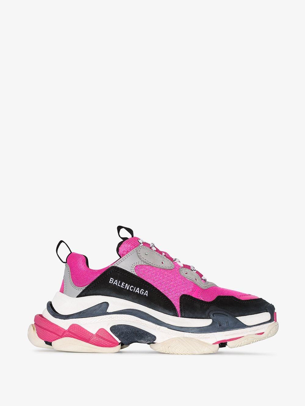 Balenciaga Pink Triple S Sneakers in Grey | Lyst UK