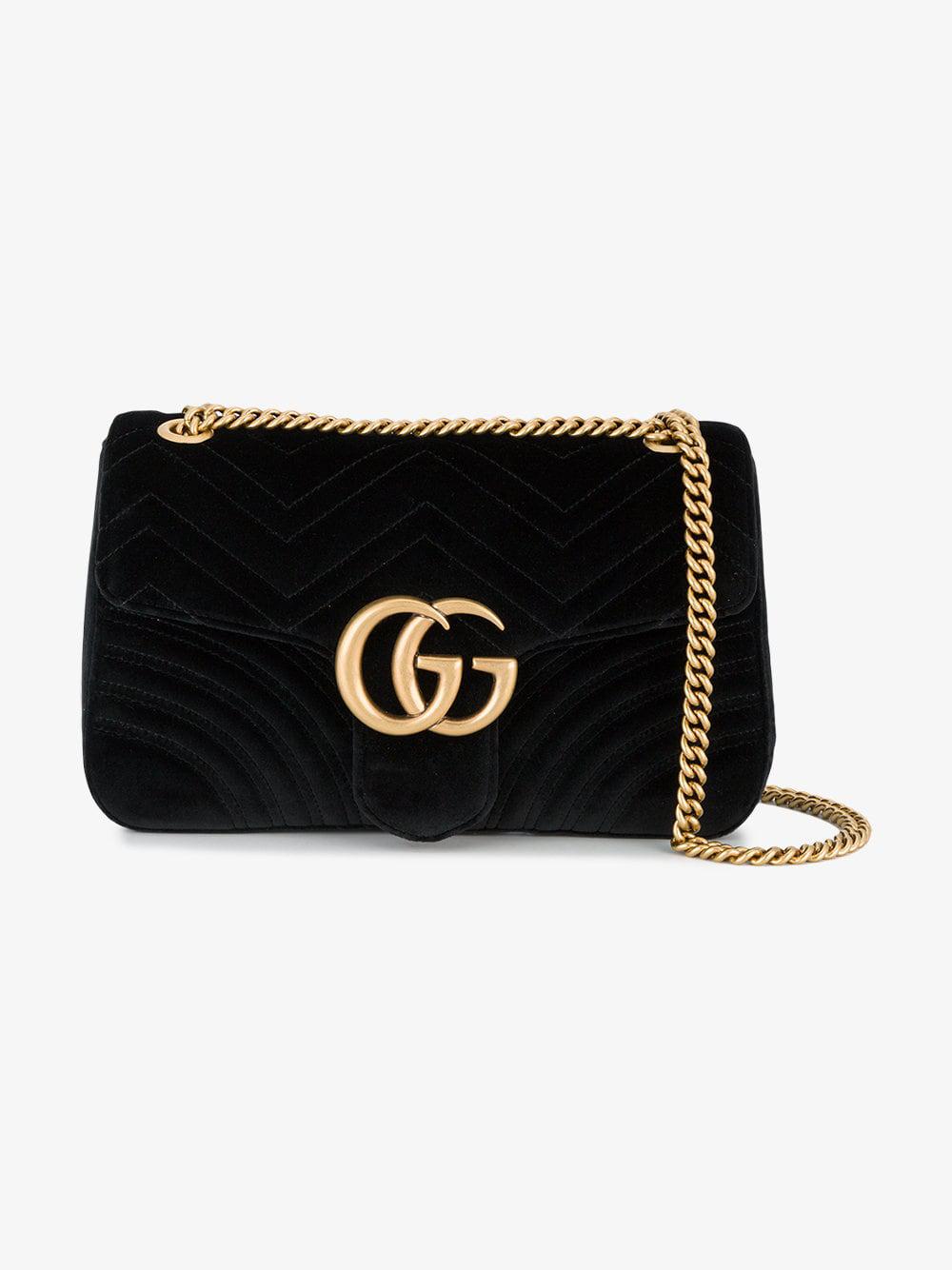 Gucci Marmont 2.0 Velvet Shoulder Bag in Black - Lyst