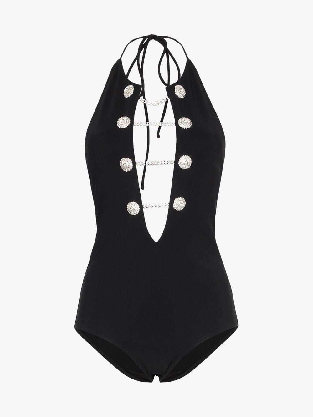 black embellished swimsuit