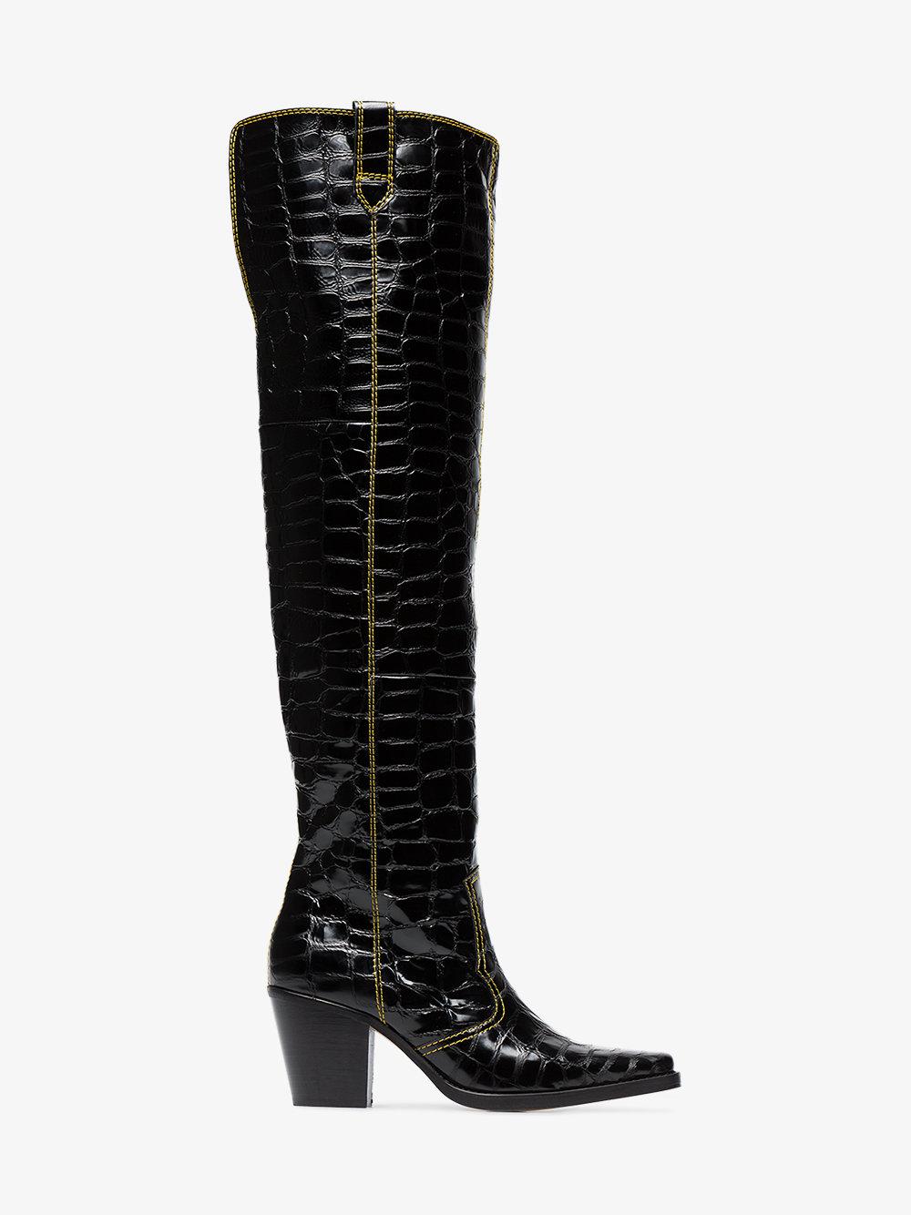 patent leather thigh boots