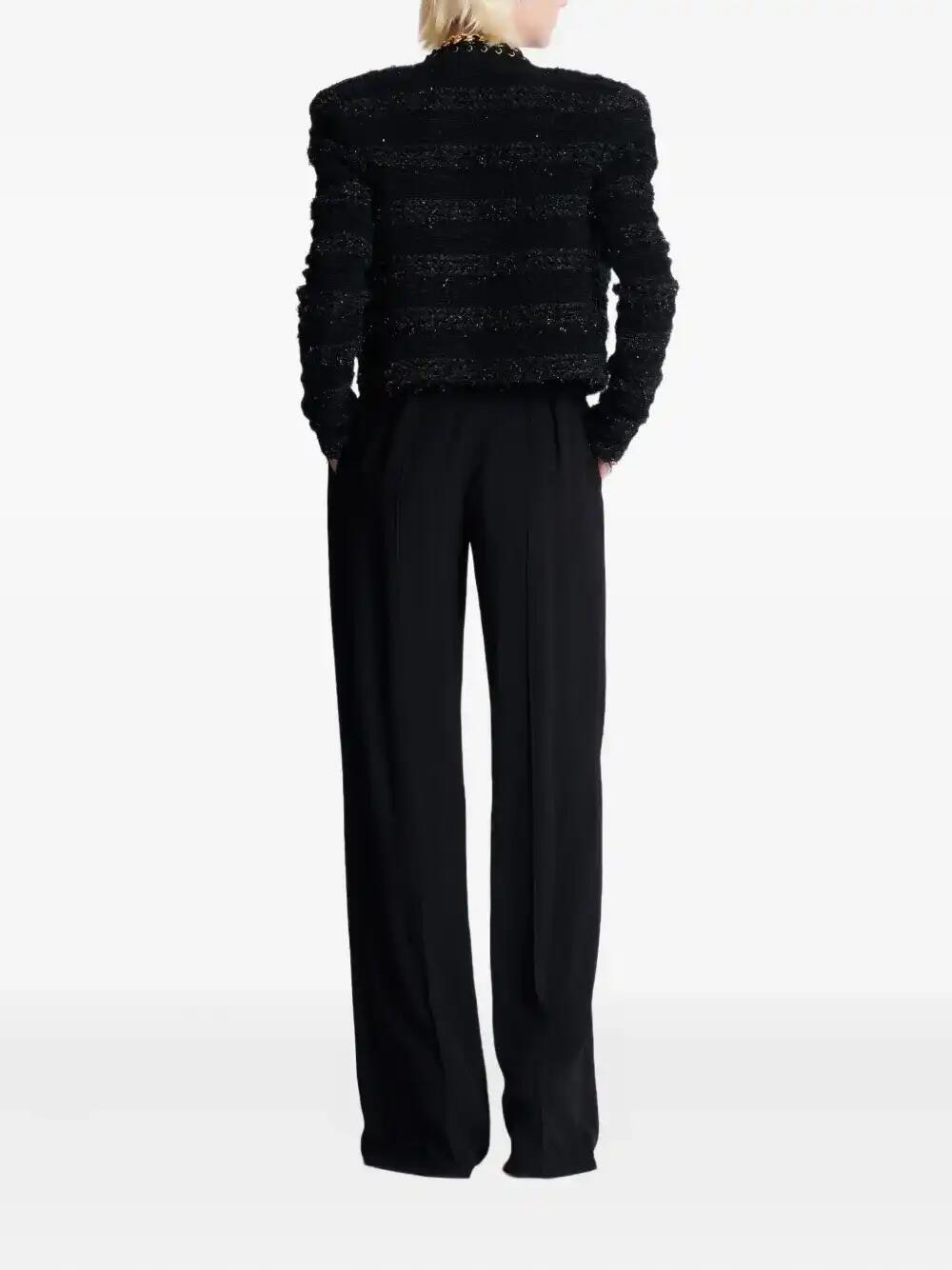 Balmain Chains Details Side To Side Tweed Jacket in Black | Lyst