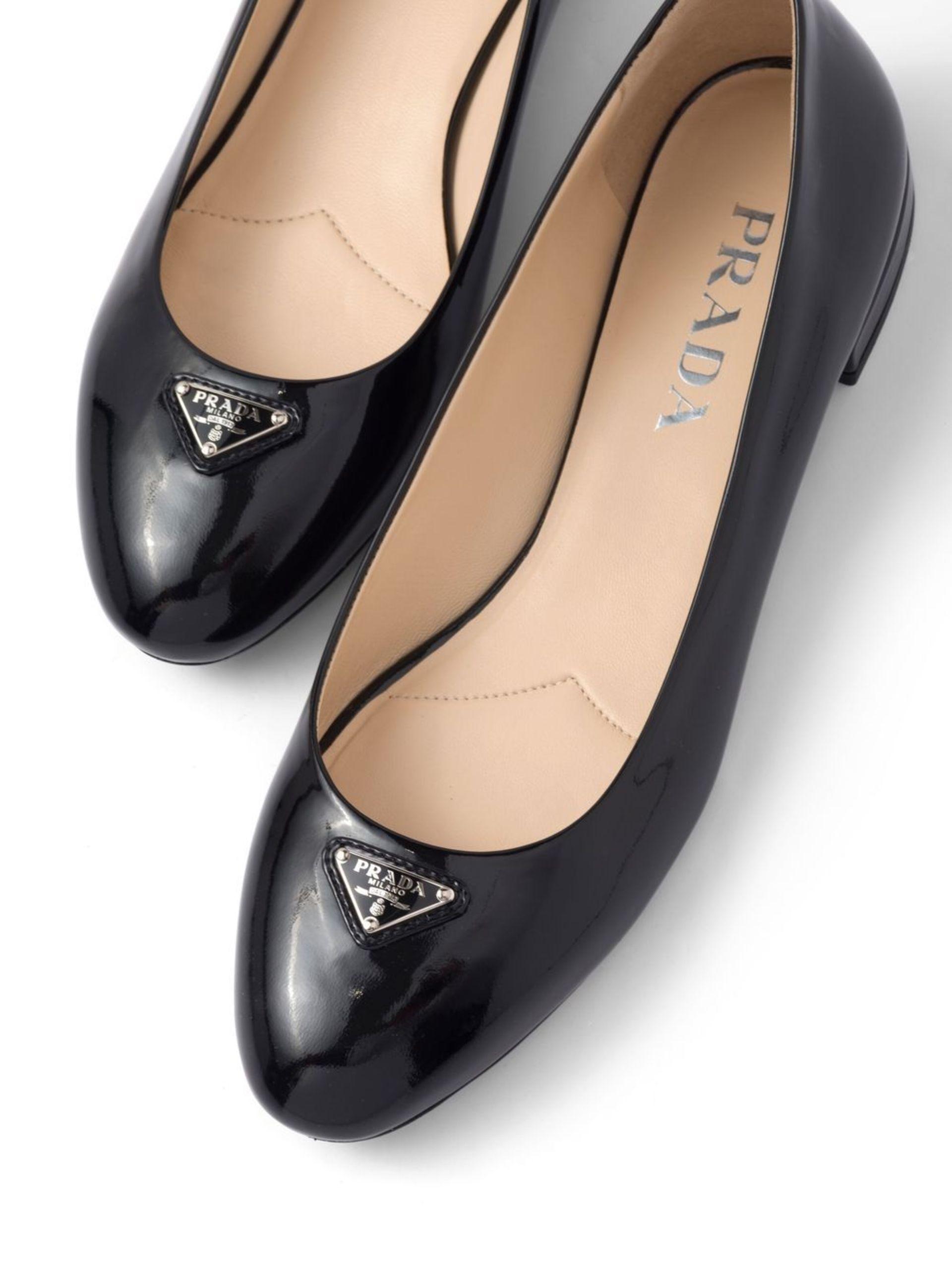 Prada Logo Patent Leather Ballerina Shoes - Women's - Leather in Black |  Lyst UK