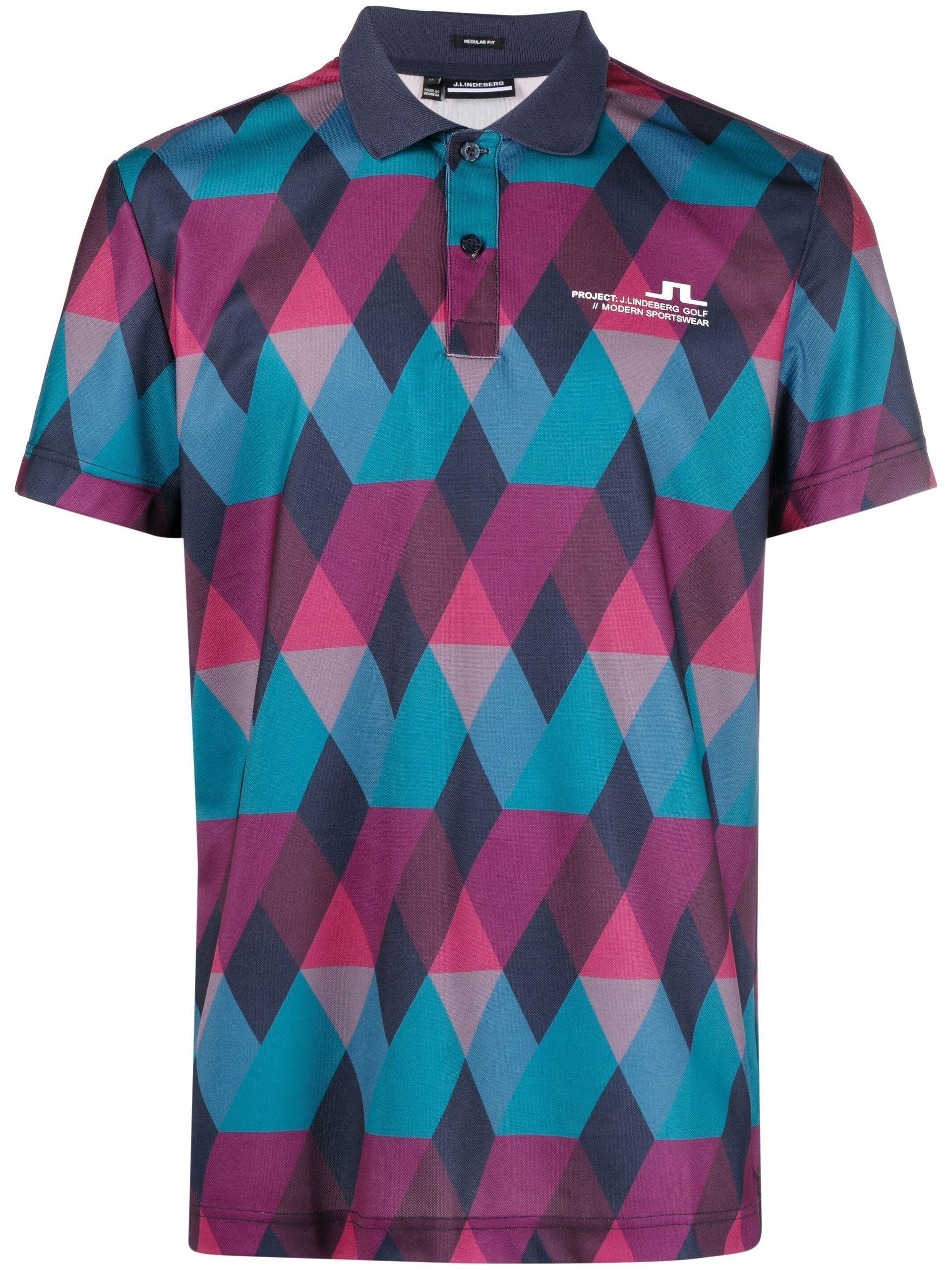 J.Lindeberg Parker Argyle Print Golf Polo Shirt in Blue for Men | Lyst