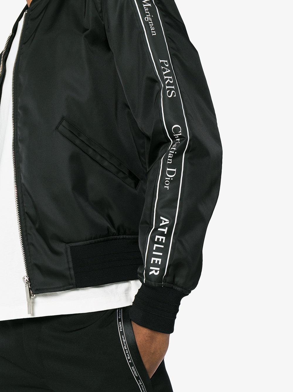 Dior Logo Ribbon Bomber Jacket in Black for Men | Lyst Australia