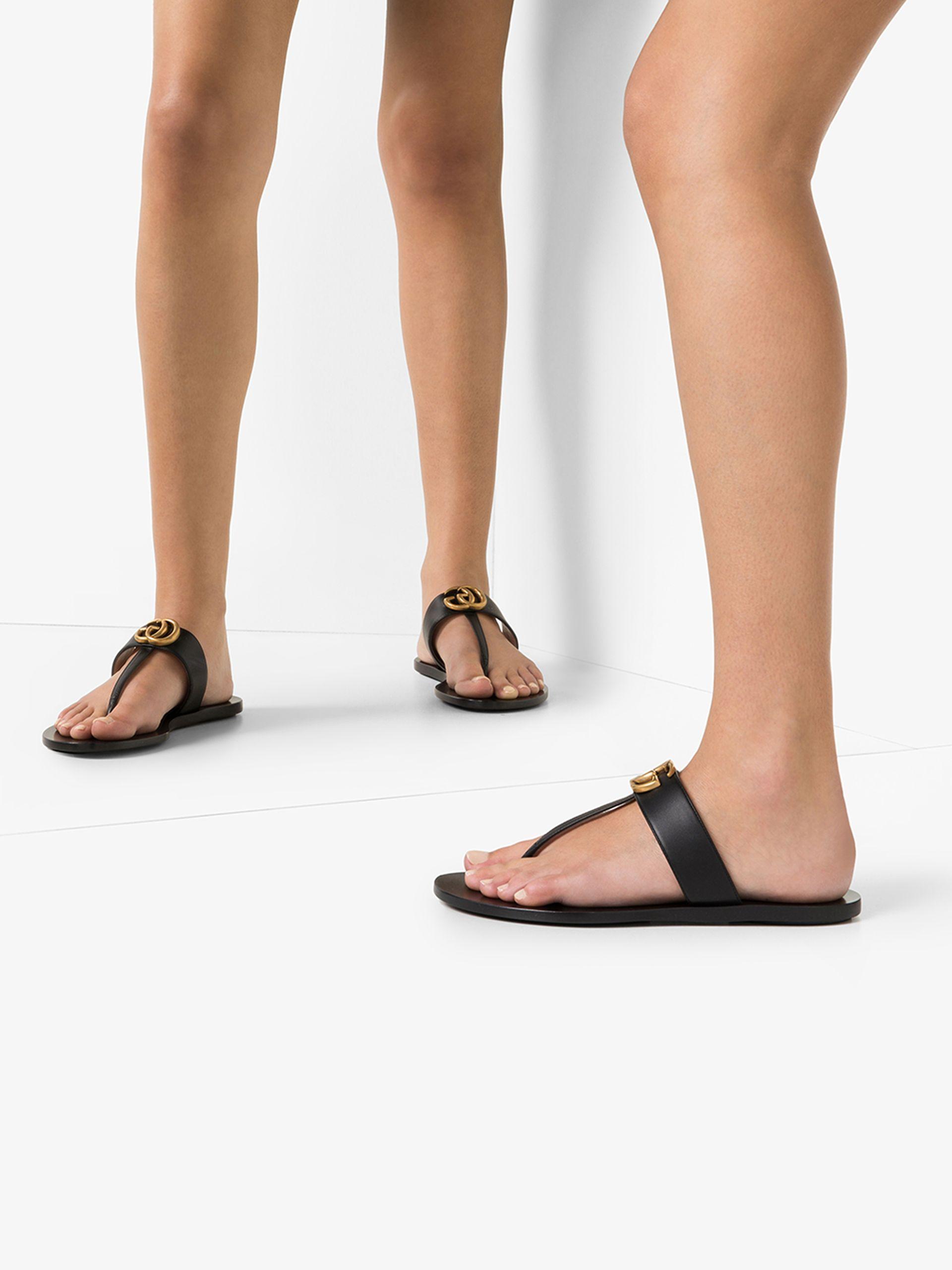 gucci women's marmont leather thong sandals
