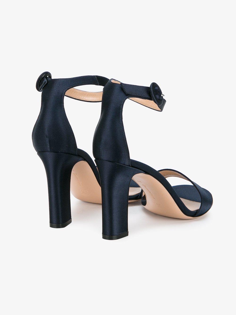 Perfect Bridal Alexa Navy Satin Embellished Block Heel Sandals | Block heels sandal, Floral 