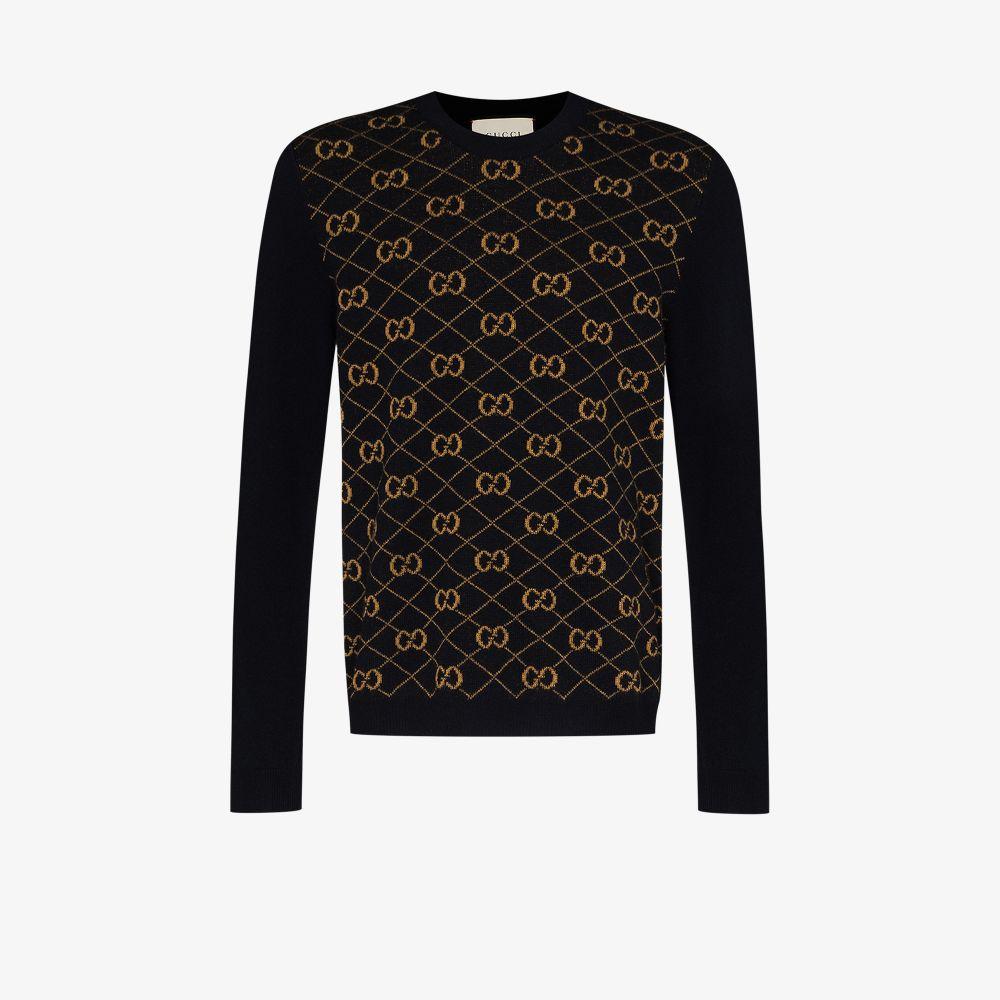 Gucci Monogram Wool Sweater in Blue for Men Lyst