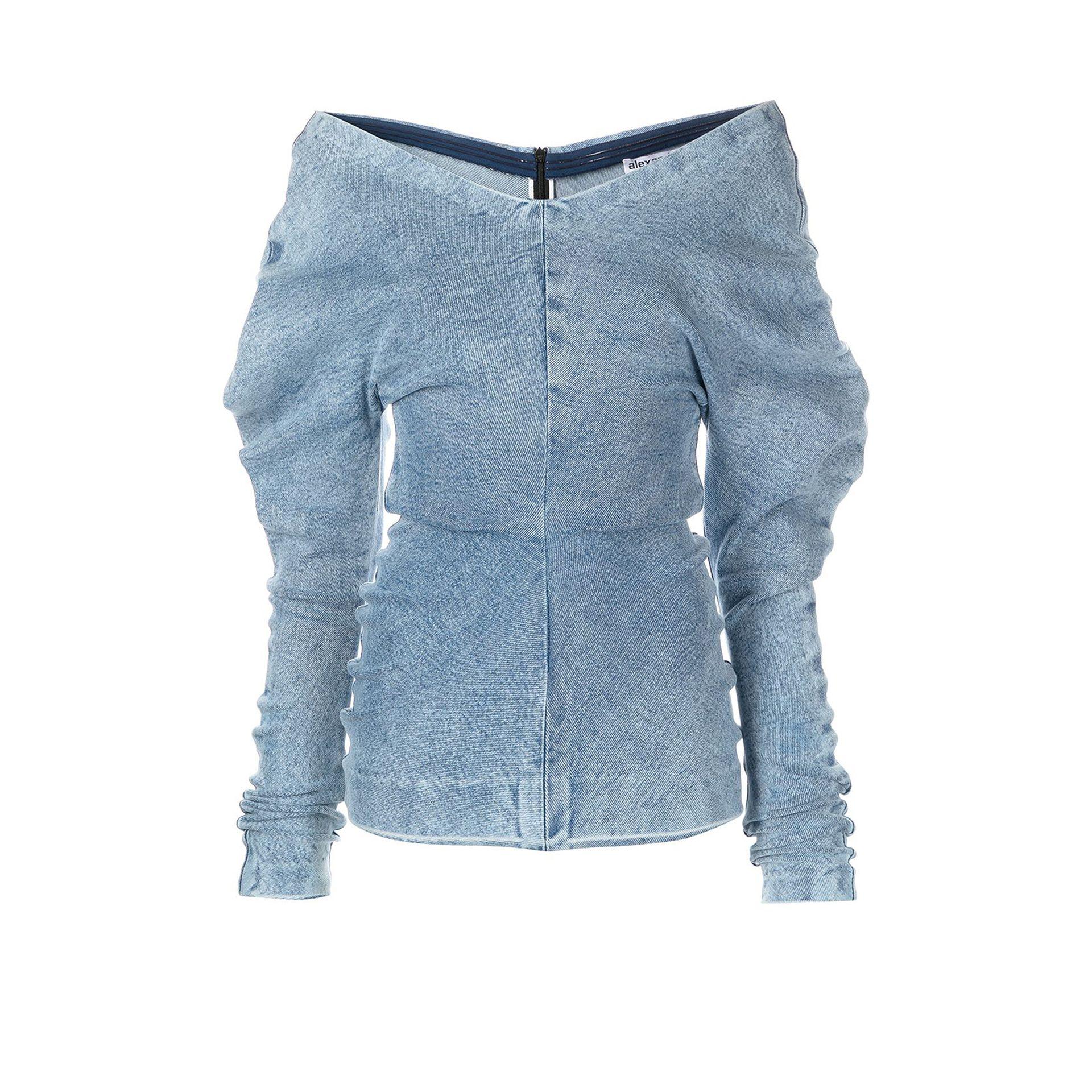 Alexander Wang Blue Off-shoulder Denim Top | Lyst