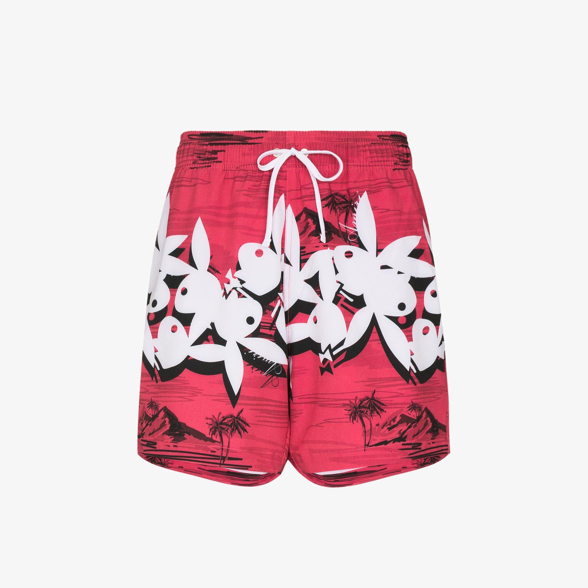 Amiri Playboy Bunny Print Swim Shorts in Red for Men | Lyst