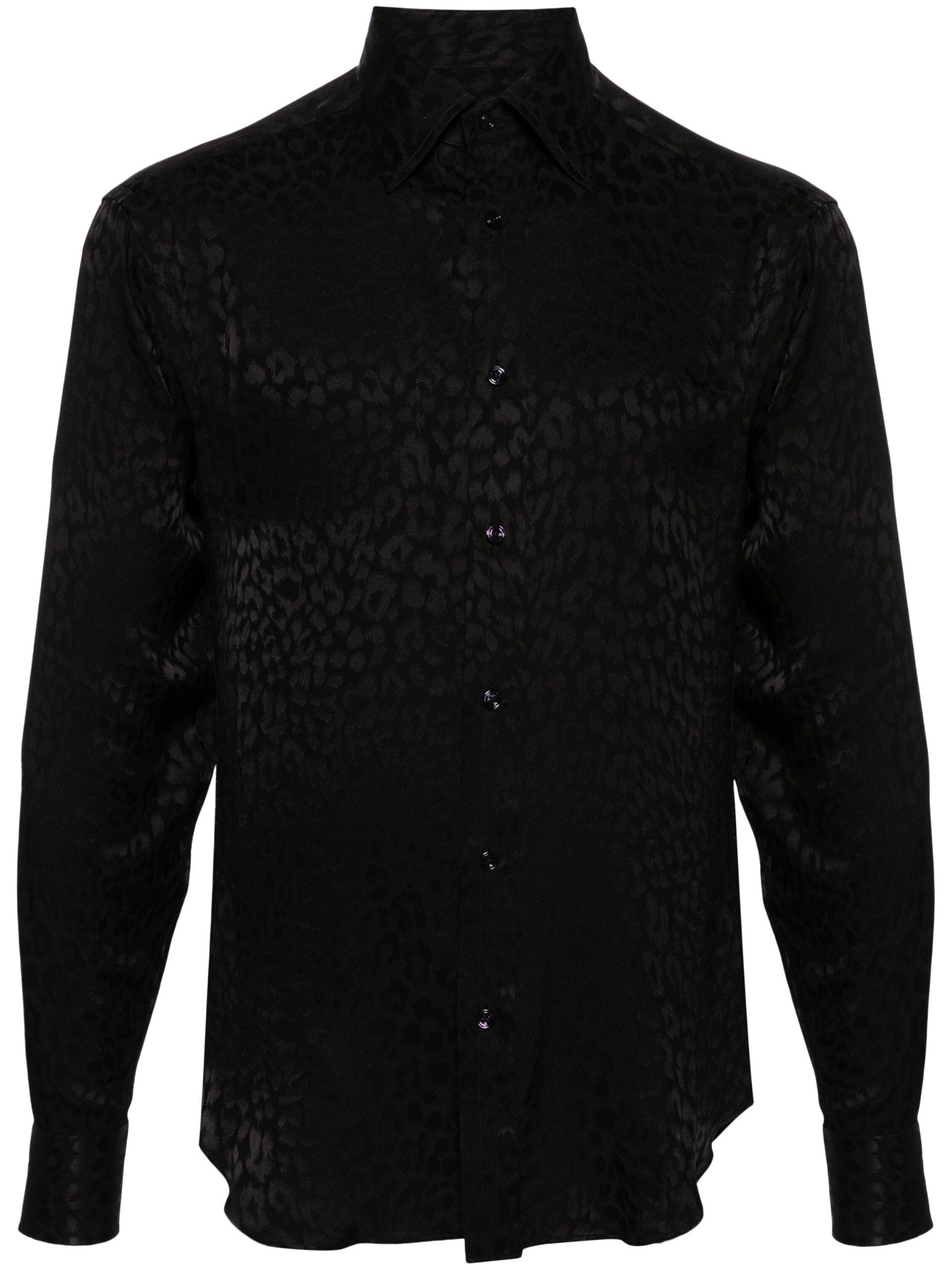 Black leopard print shirt sale