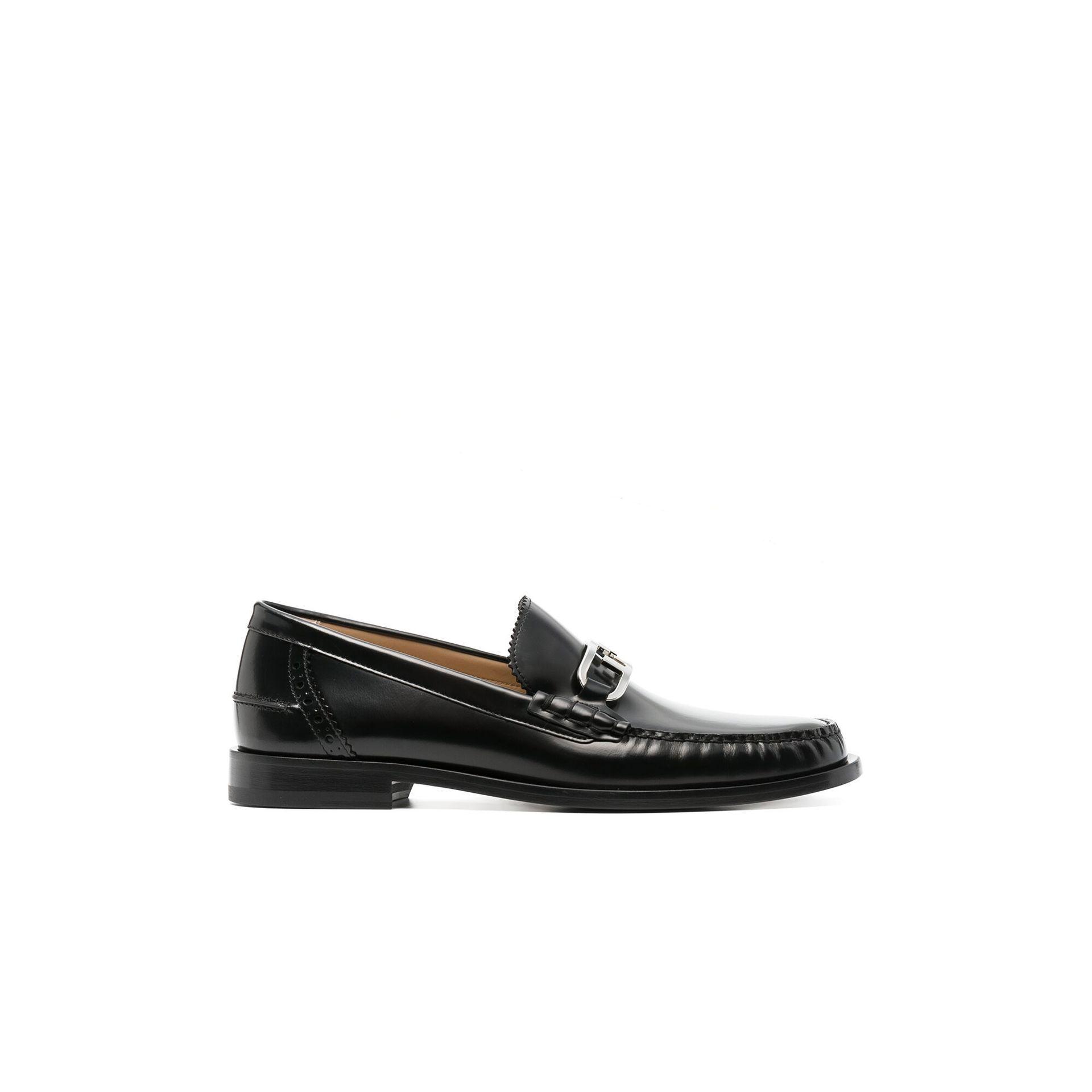 Fendi Black O'lock Leather Loafers for Men | Lyst