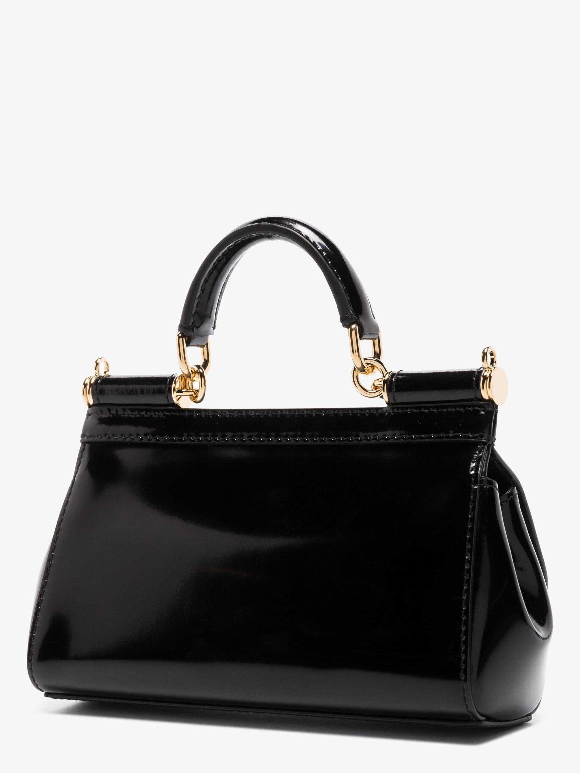 Sicily Mini Leather Shoulder Bag in Black - Dolce Gabbana