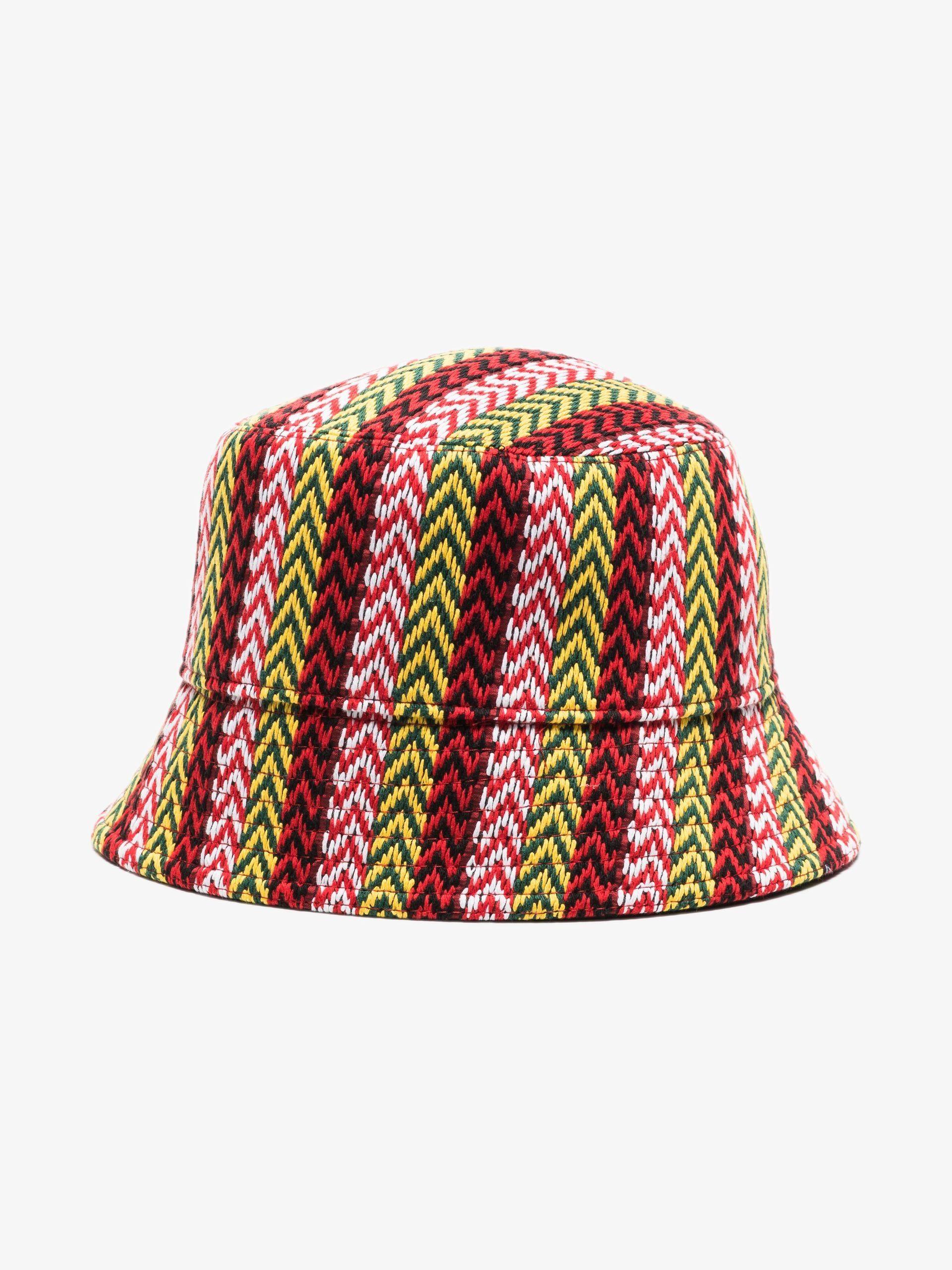 Lanvin Chevron Cotton Bucket Hat in Red for Men | Lyst