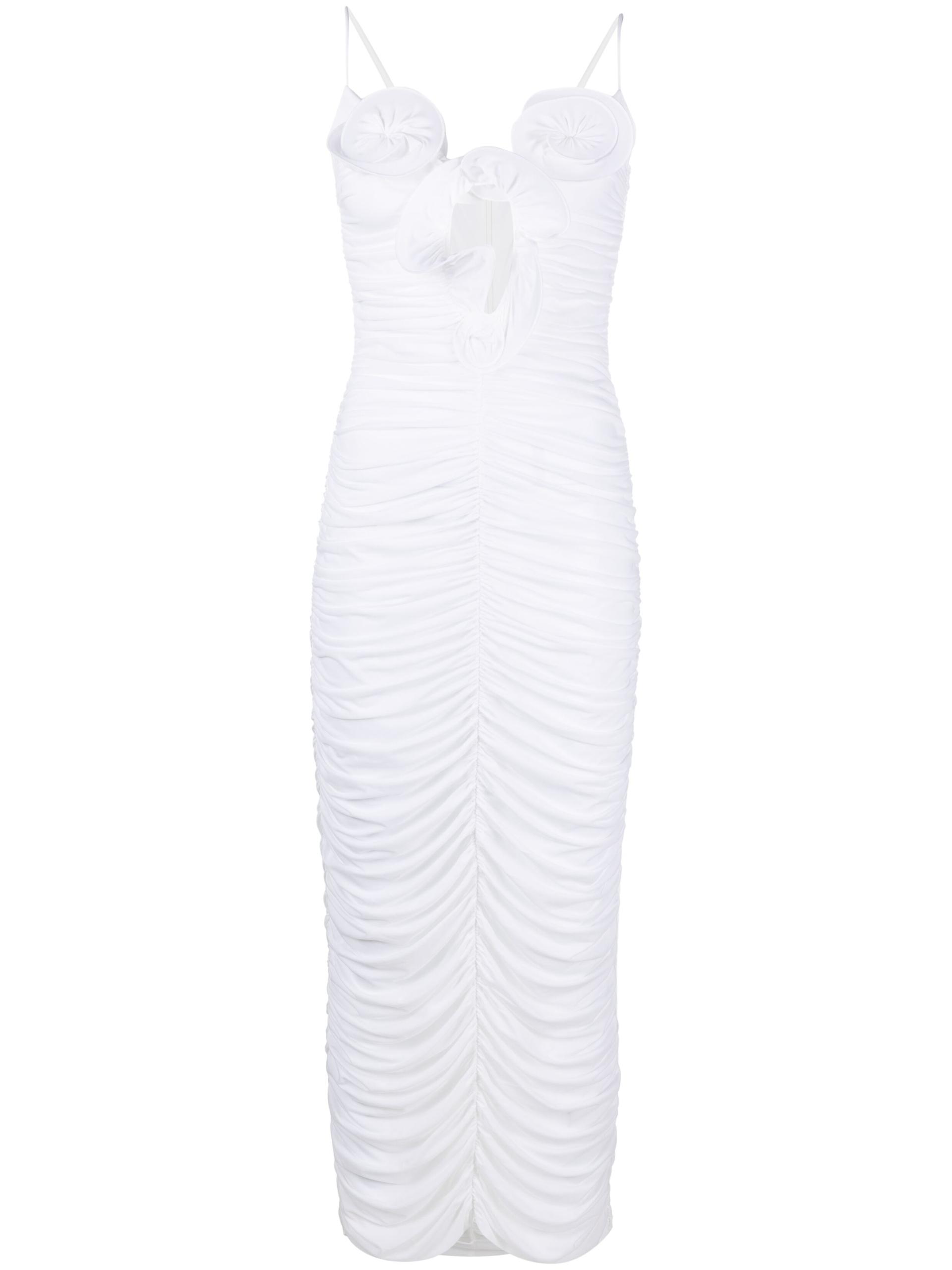 Magda Butrym Floral Motif Ruched Midi Dress in White | Lyst