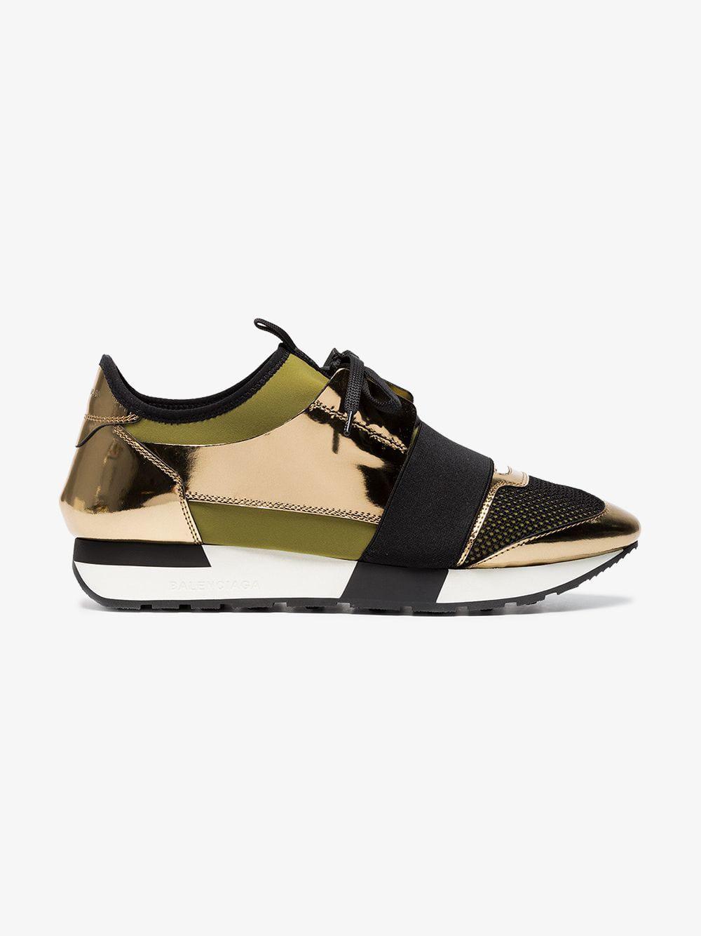 Balenciaga Gold Race Runner Sneakers in Metallic | Lyst UK