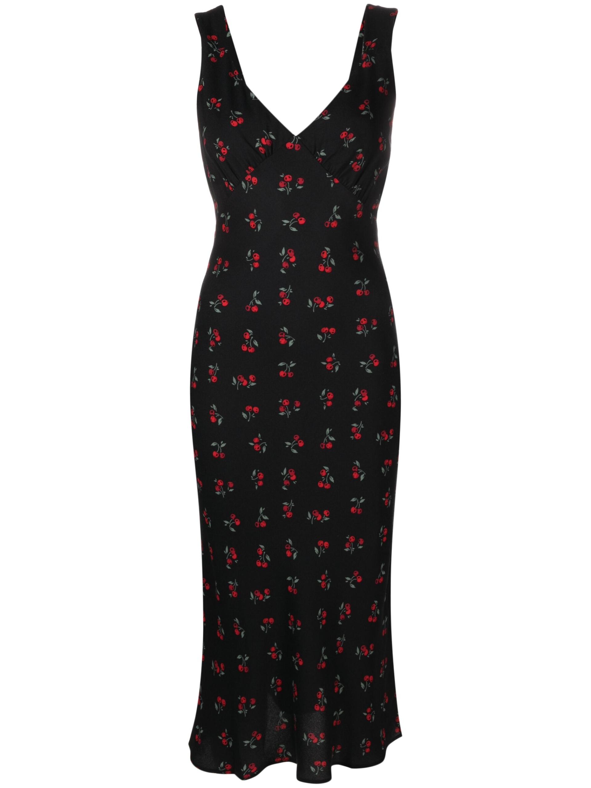 Reformation Beauden Cherry-print Midi Dress in Black | Lyst