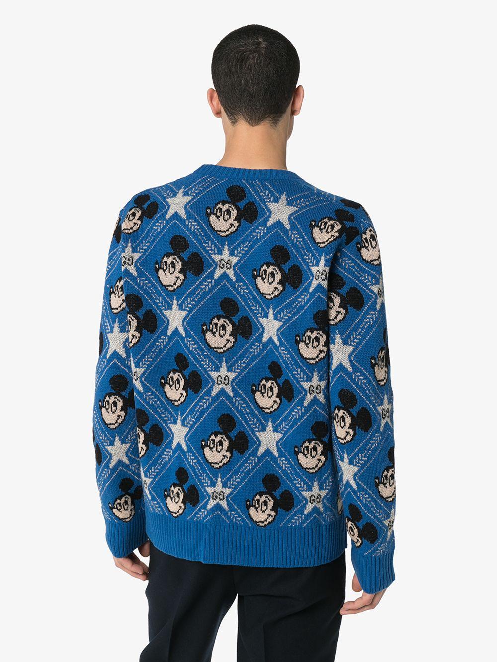 Gucci X Disney Mickey Jacquard Cardigan in Blue for Men | Lyst