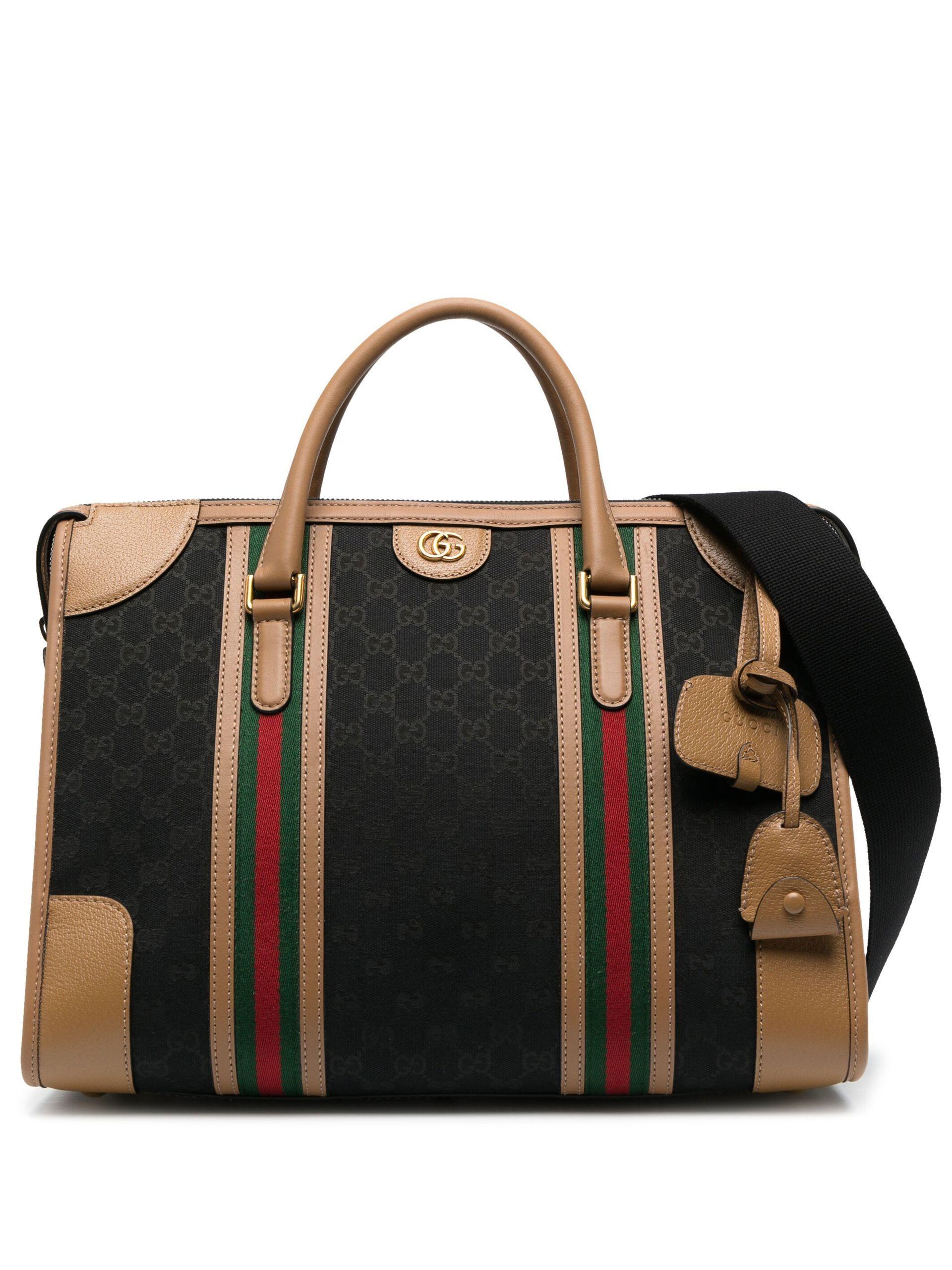 Gucci Black GG Supreme Canvas And Leather Large Carry On Duffel