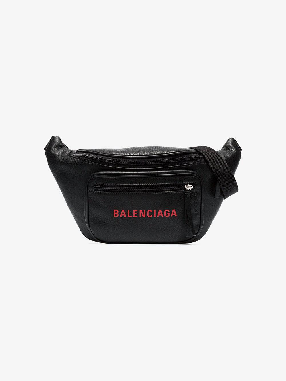 Balenciaga Black Red Logo Leather Cross Body Bag for Men | Lyst