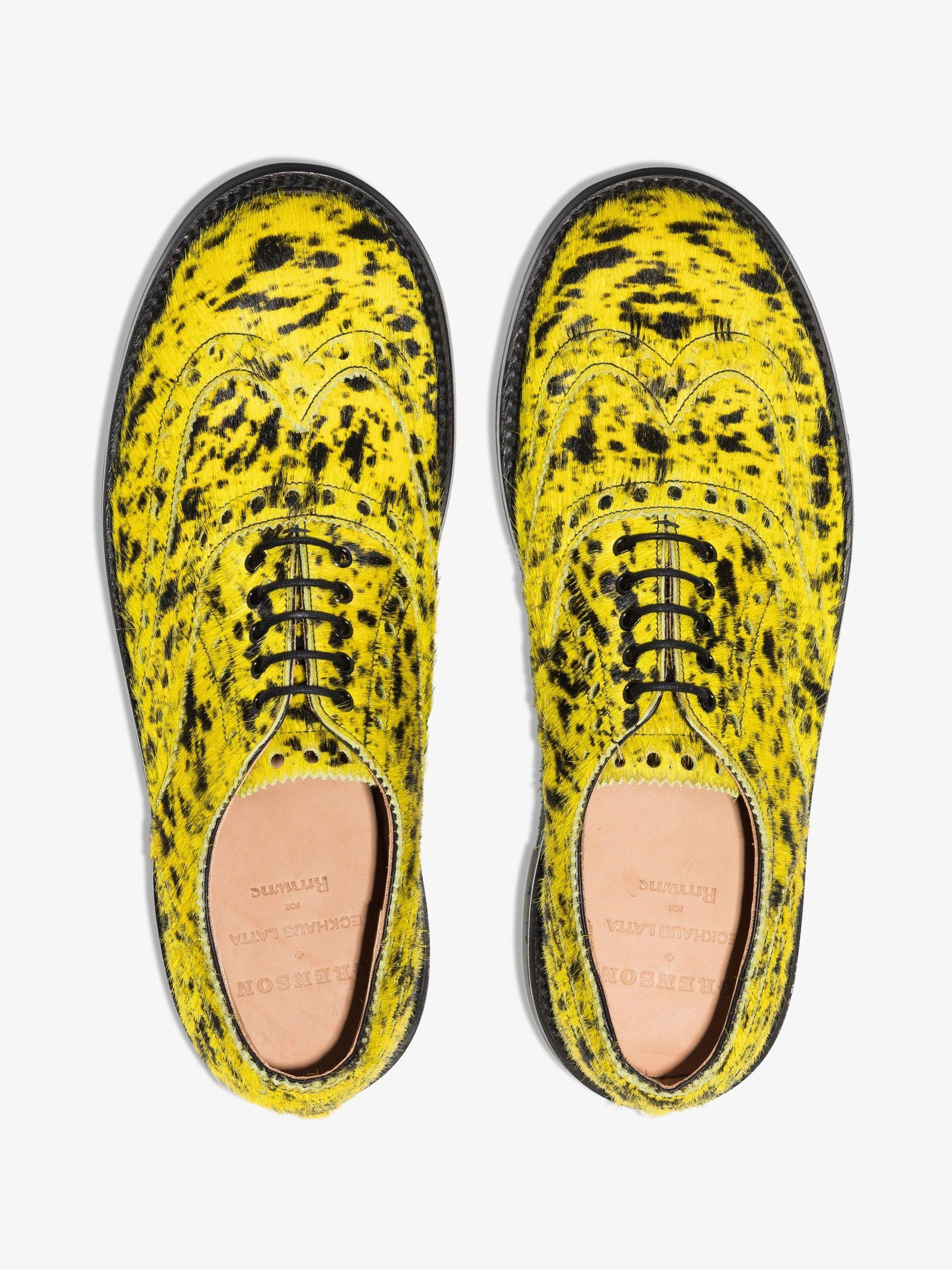 Grenson X Eckhaus Latta Yellow The Splatter Leather Brogues for Men Mens Shoes Lace-ups Brogues 