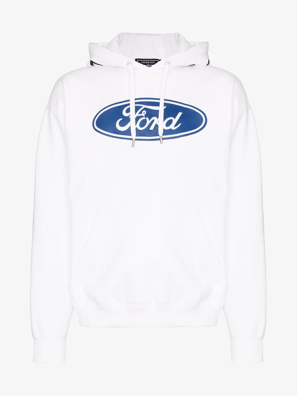 ford hoodie men on Versace Cotton X Ford Logo Print Hoodie In White For Men Save 60 Lyst