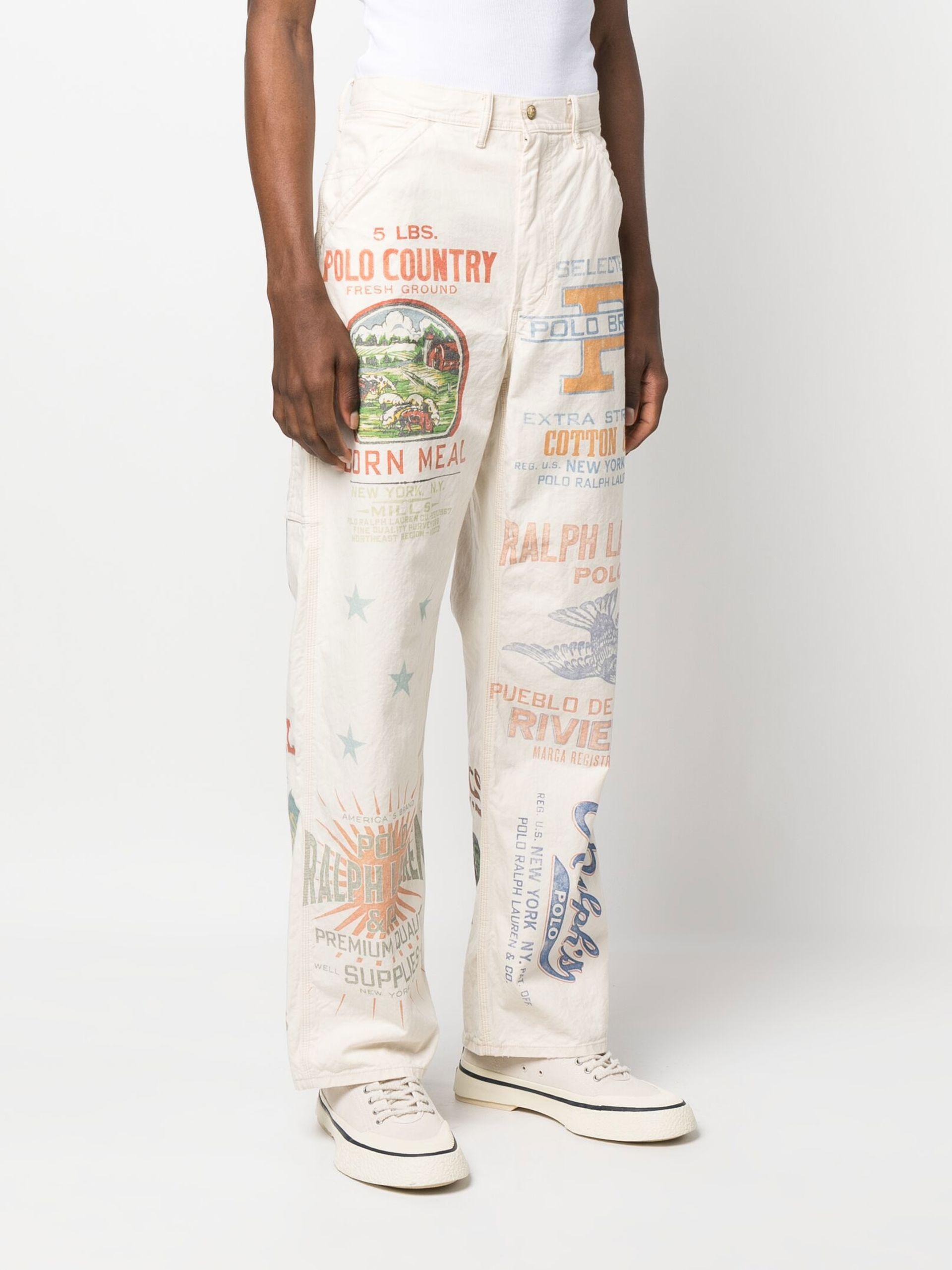 Polo Ralph Lauren Neutral Carpenter Printed Jeans in White for Men | Lyst