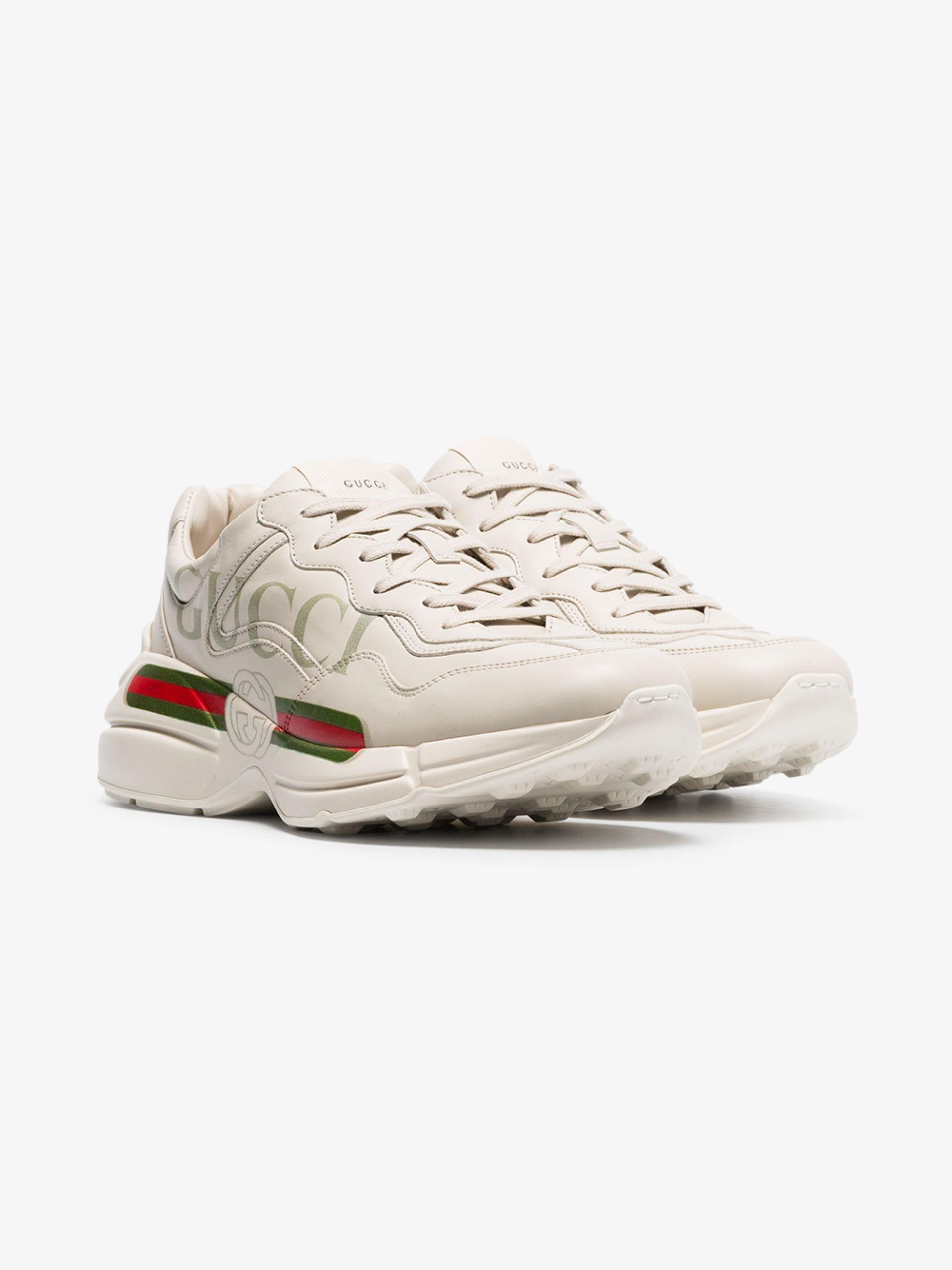 Gucci Rhyton Leather Sneakers in White for Men | Lyst