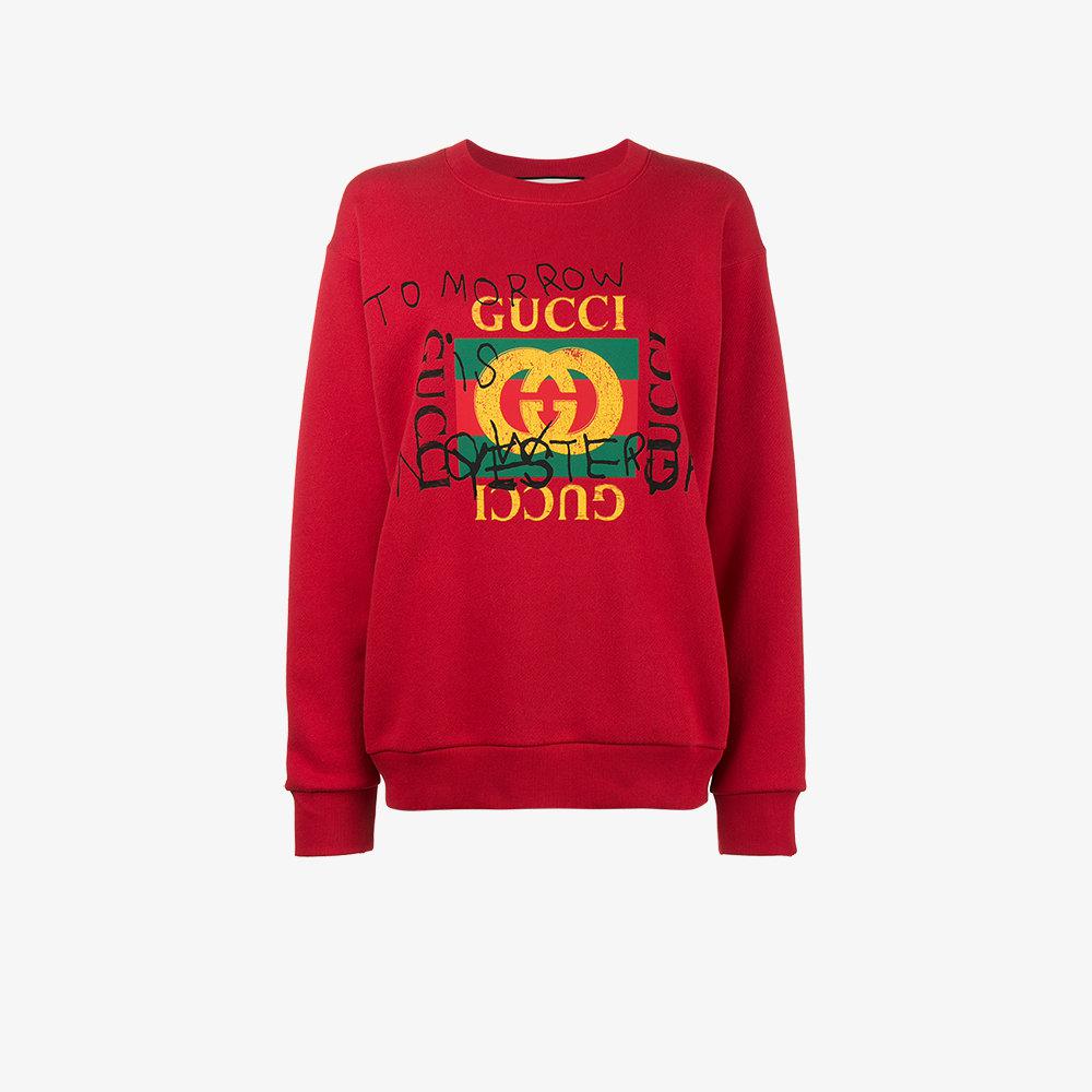 Gucci Coco Capitán Logo Sweatshirt in Red | Lyst
