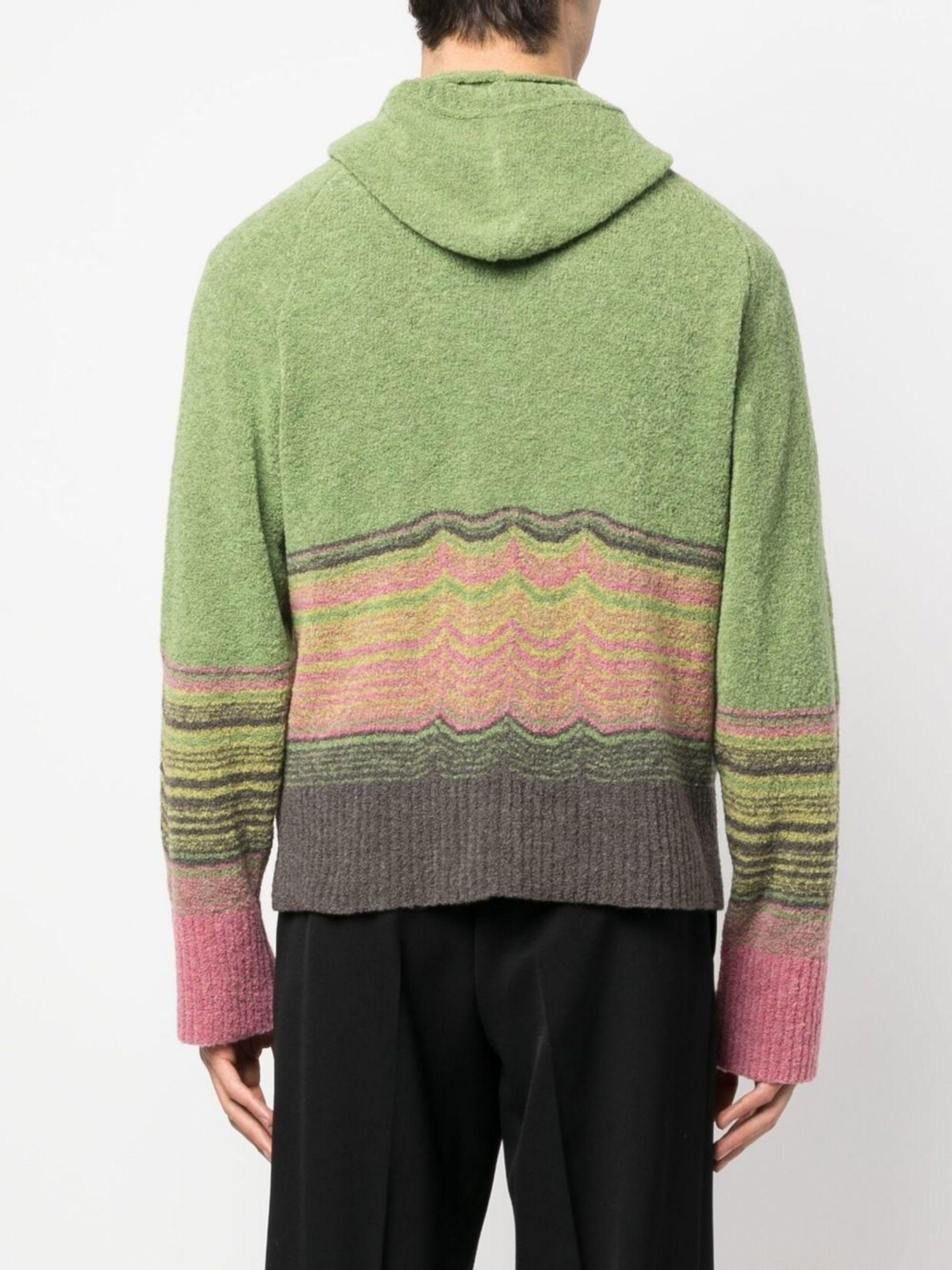 Kiko Kostadinov Stripe-knit Zip-up Hoodie in Green for Men | Lyst