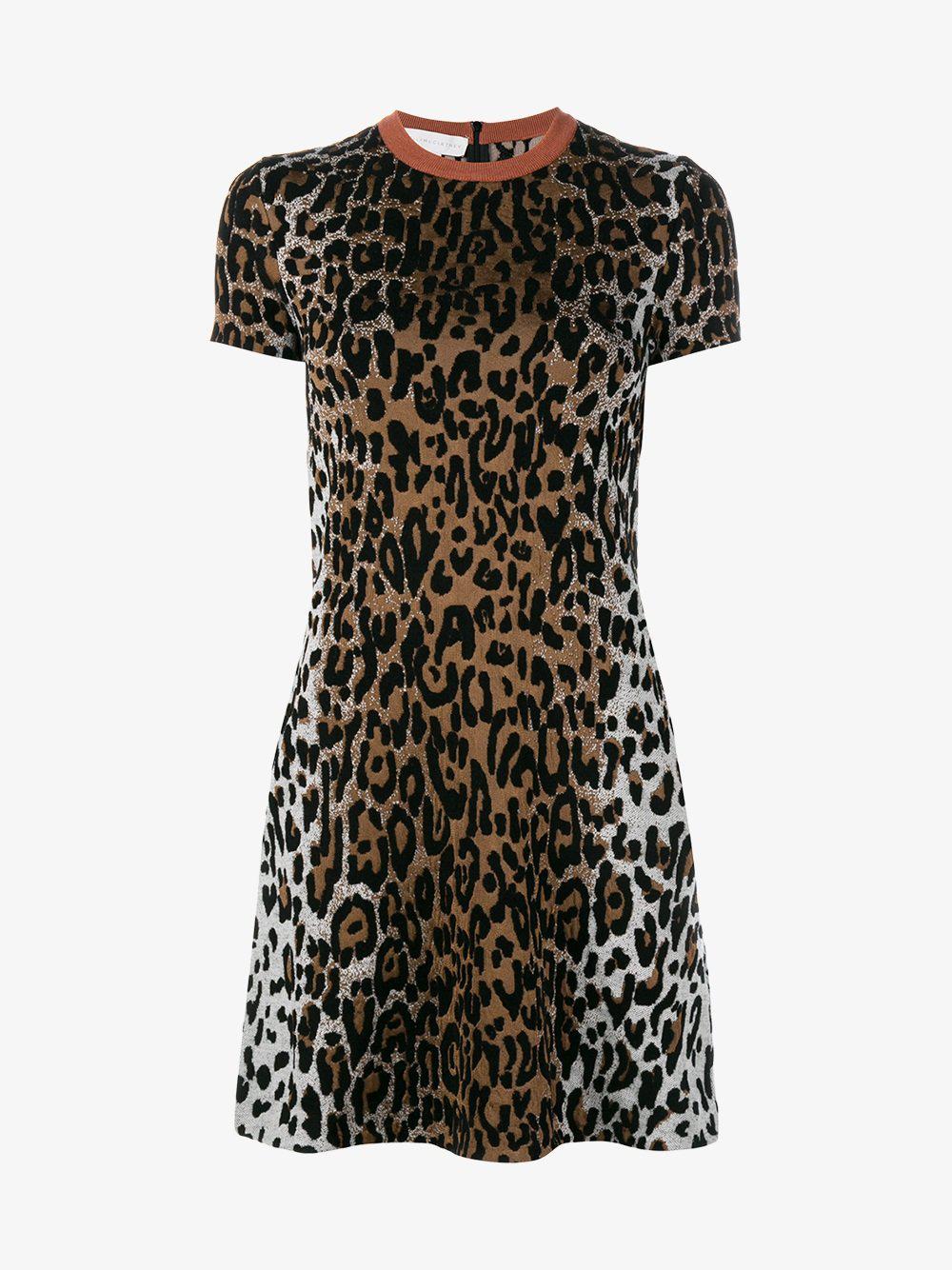Stella McCartney Wool Cheetah Print Jacquard Dress in Black Lyst