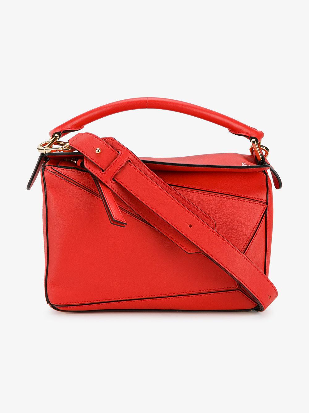 Loewe Leather Small Puzzle Tote in Red - Lyst