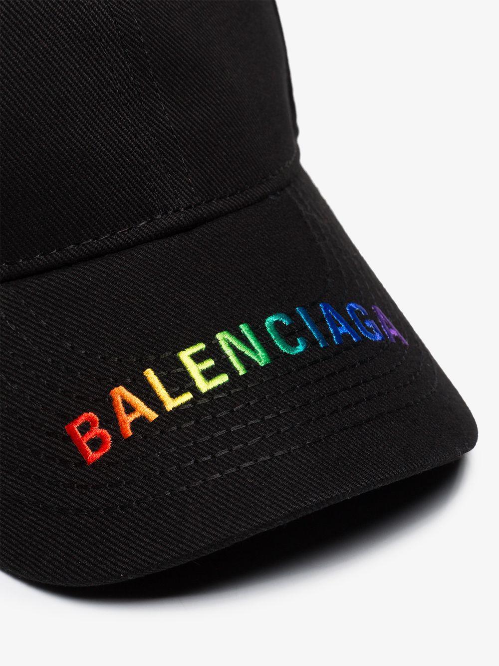 Balenciaga Logo Embroidered Cotton Baseball Cap in Black for Men - Lyst