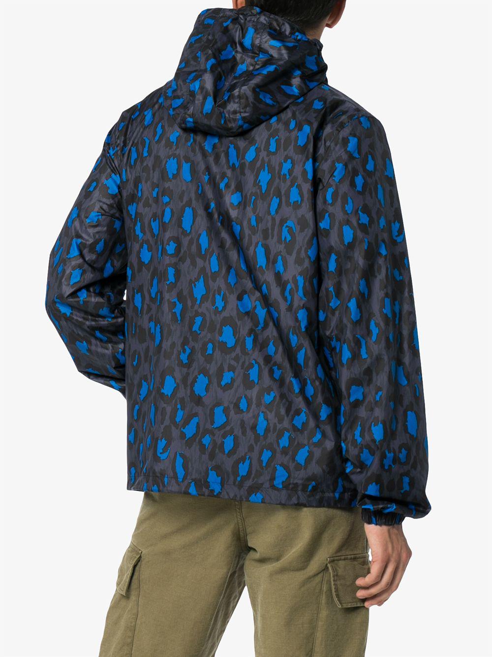KENZO Synthetic Blue, Black And White Leopard Print Reversible 