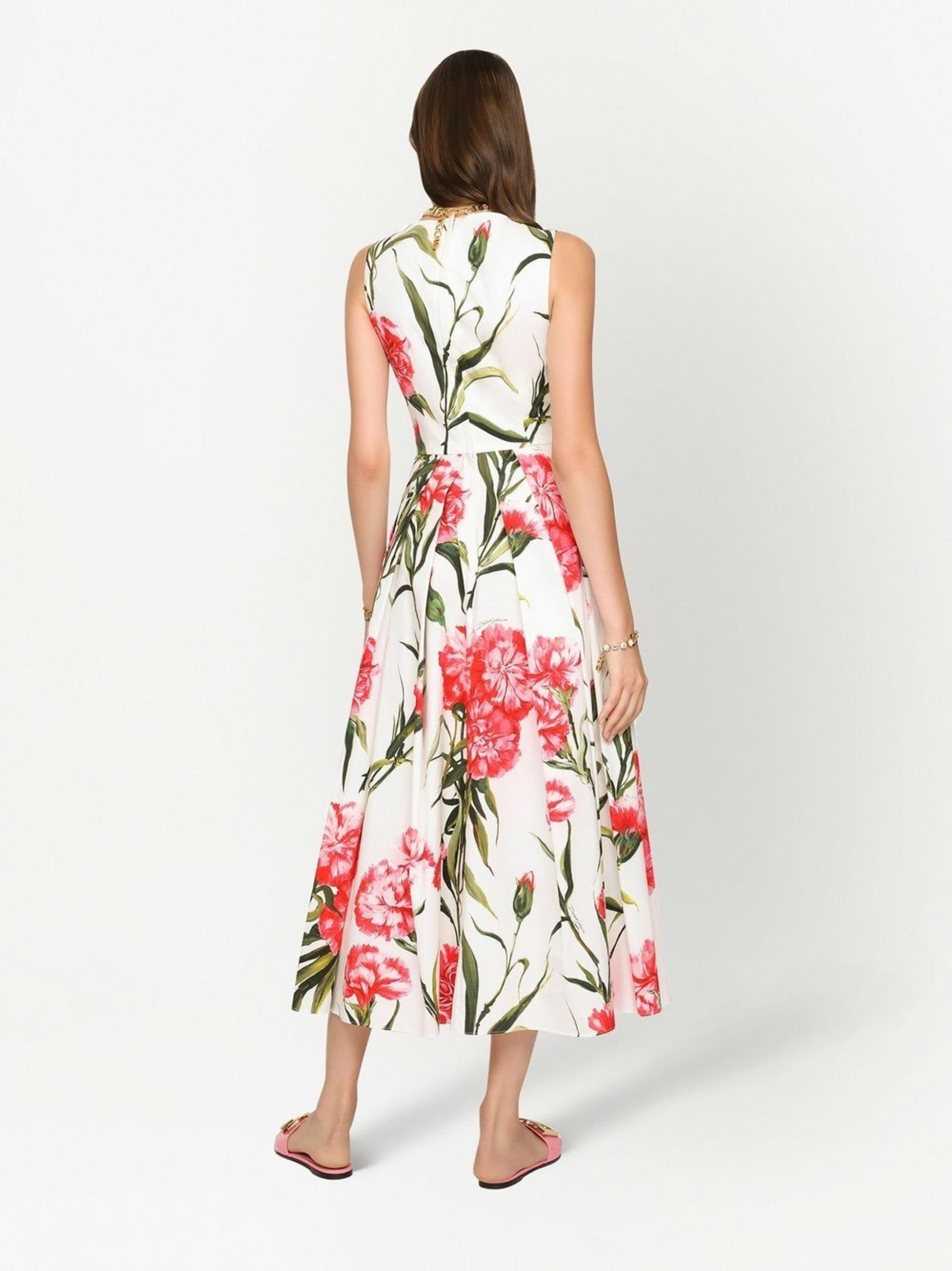 Dolce & Gabbana All-over Floral Print Midi Dress in White | Lyst
