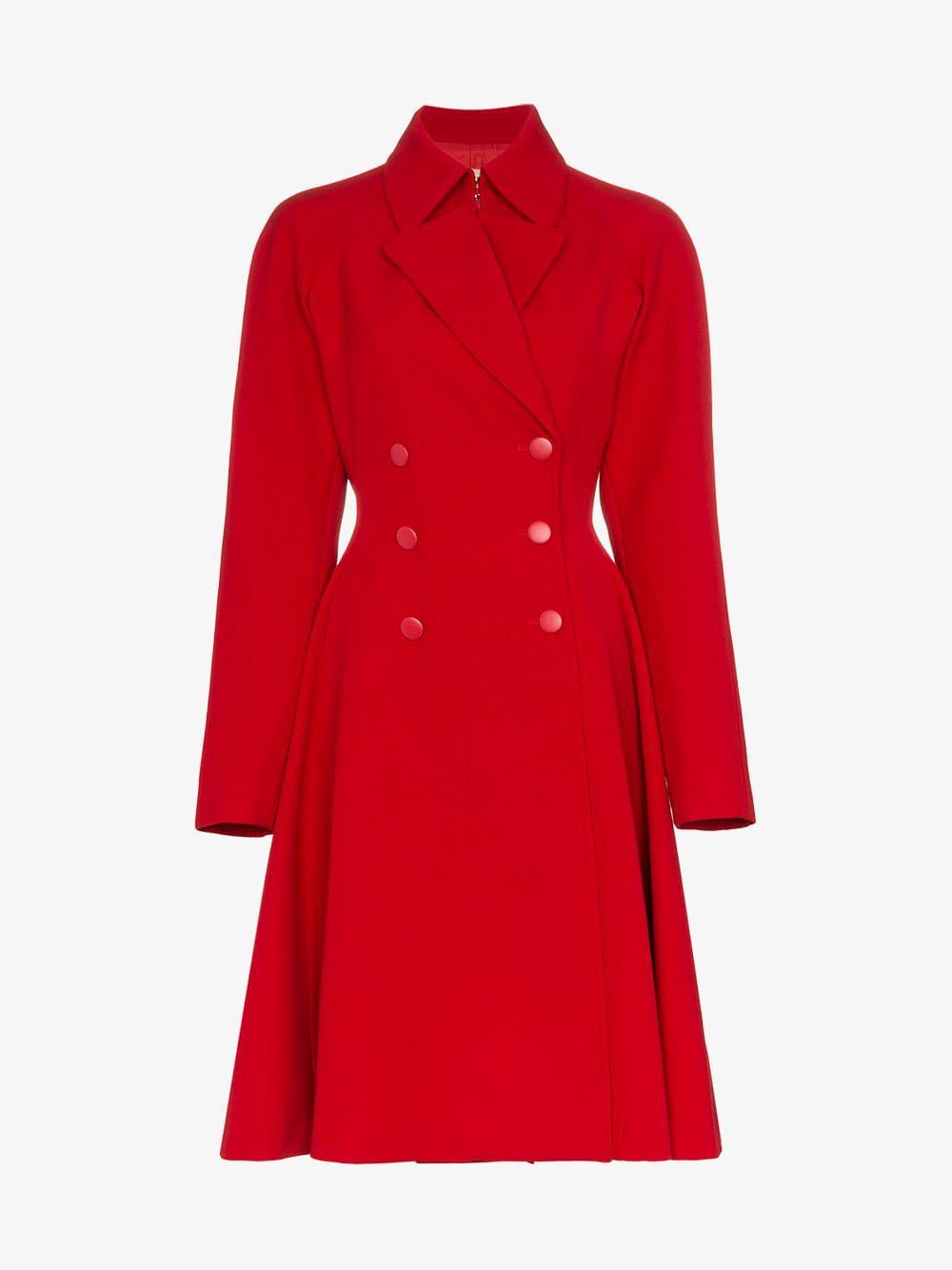 Alaïa Wool Red Princess Double-breasted Coat - Lyst