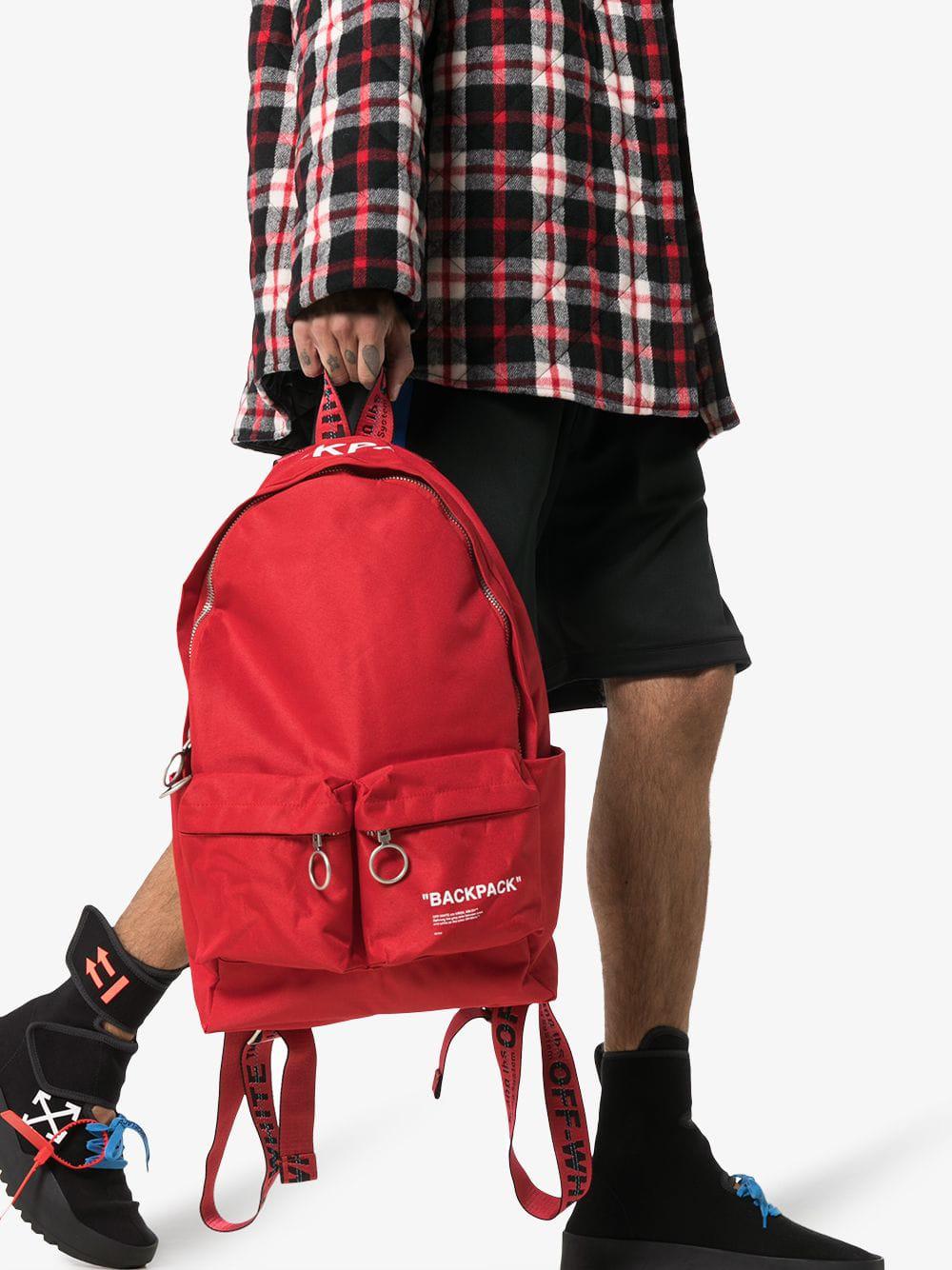 off white red quote backpack