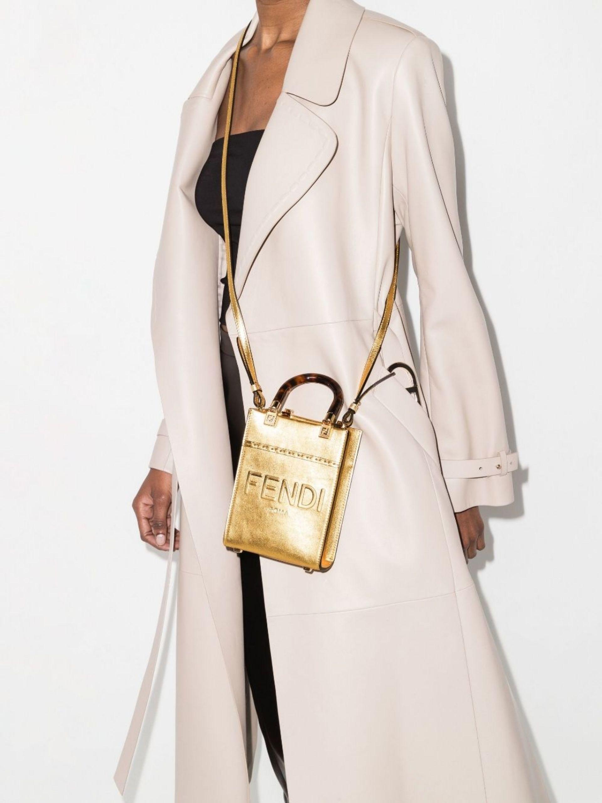 Fendi Sunshine Shopper Mini Leather Tote Bag in Metallic | Lyst