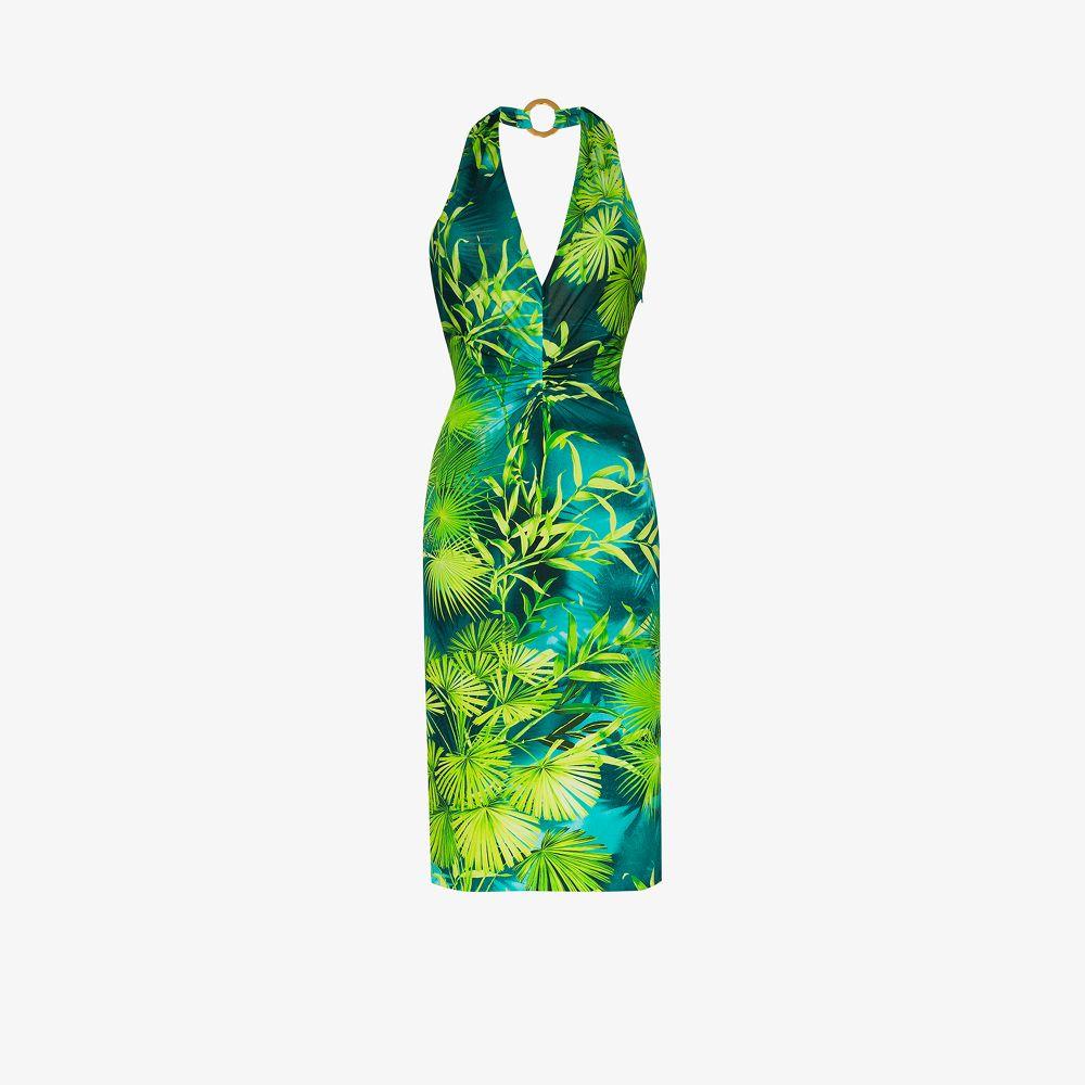 Versace Jungle Print Halterneck Dress in Green | Lyst