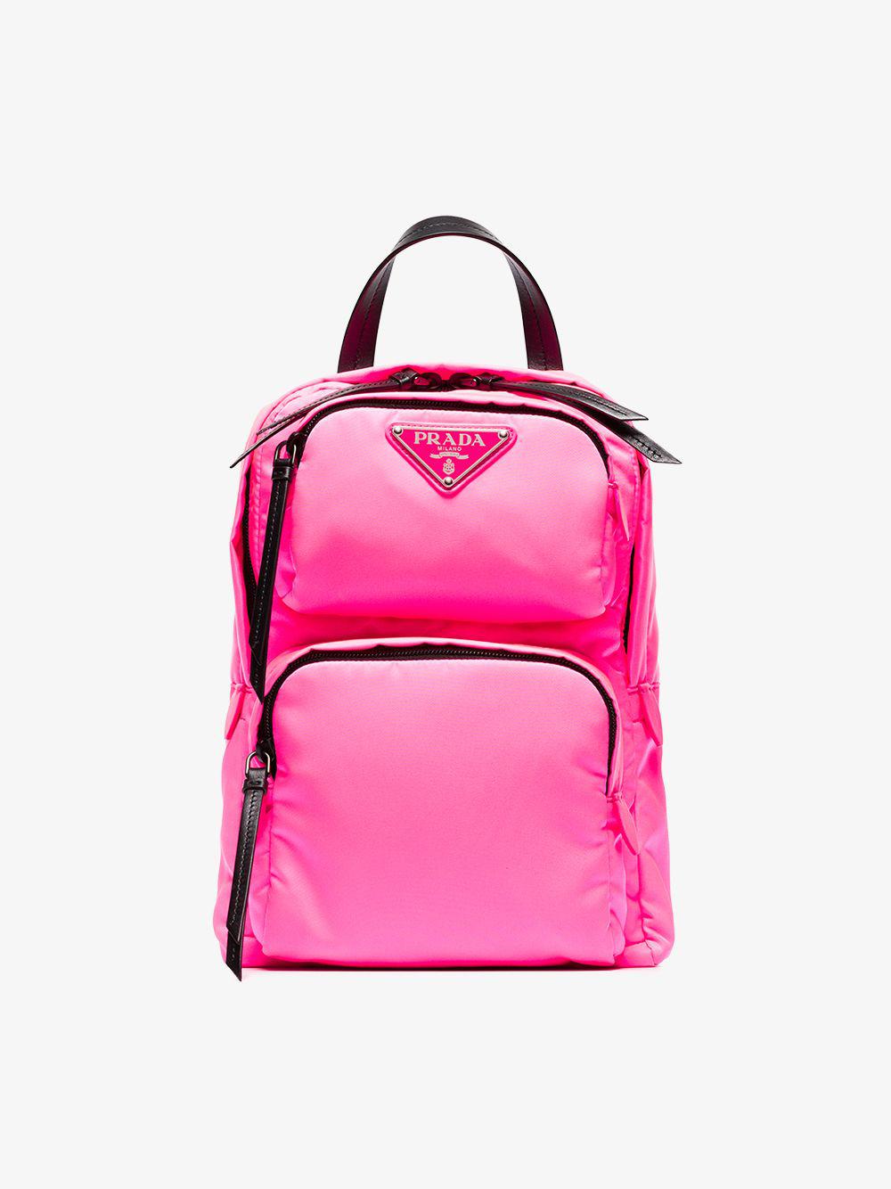 Prada Leather Trimmed Nylon Backpack in Pink | Lyst