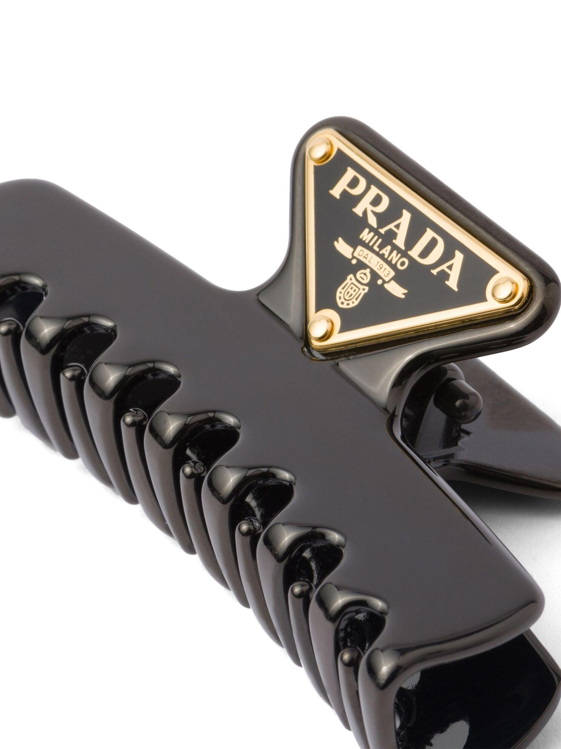 Prada enamel triangle hair clip - White