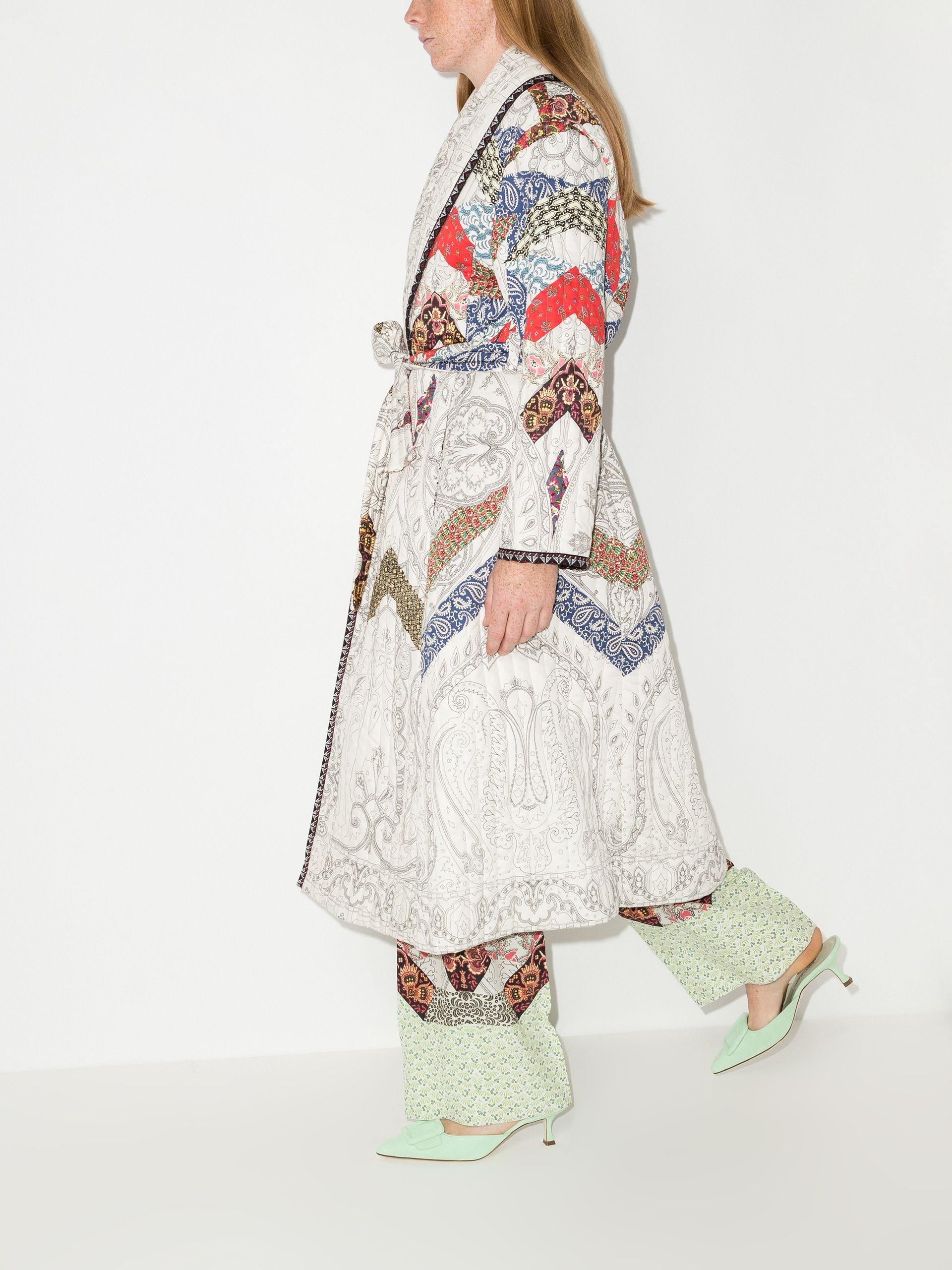 Etro Floral Patchwork Quilted Coat in White | Lyst