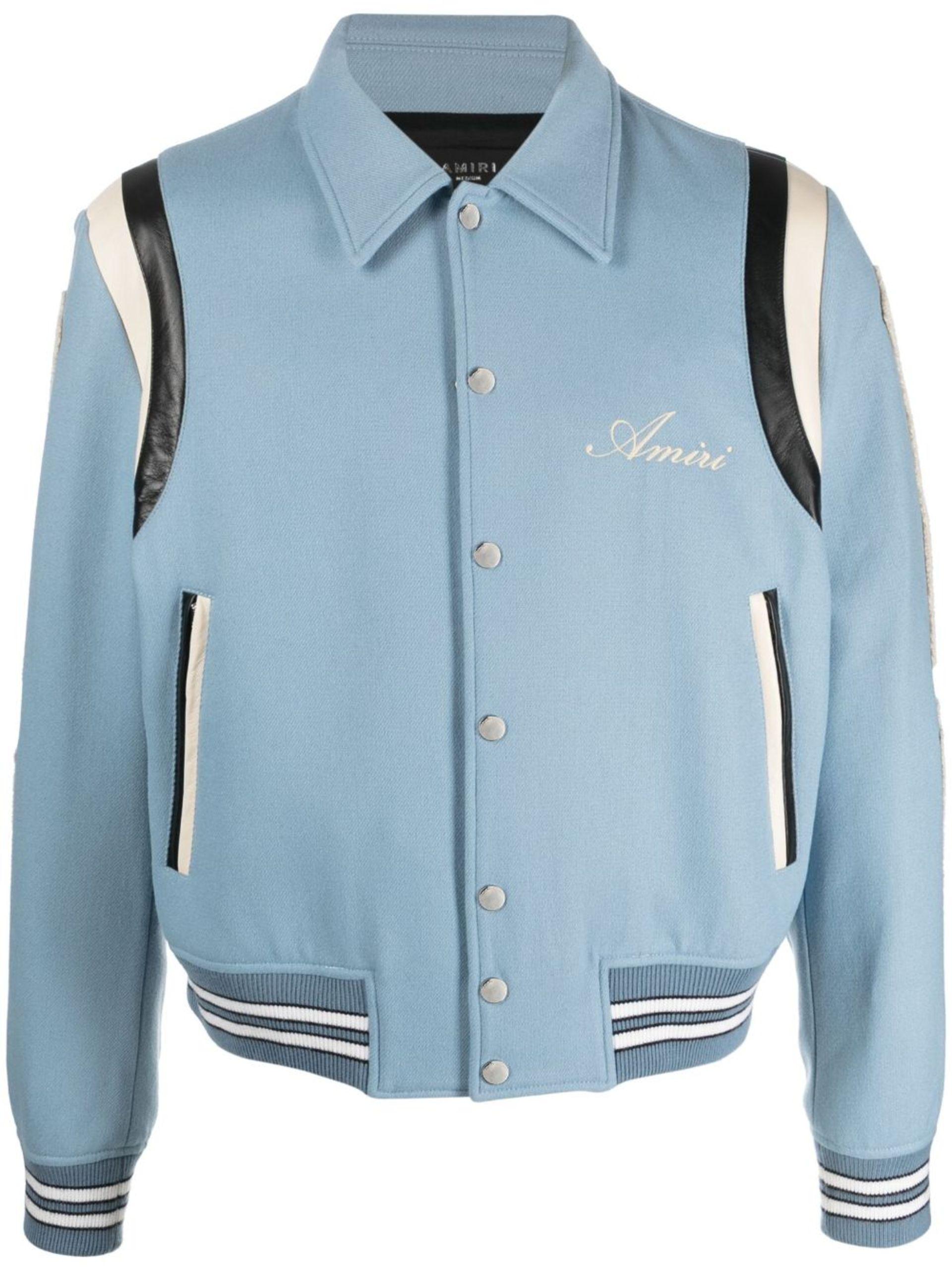 Blue Panelled Varsity Jacket
