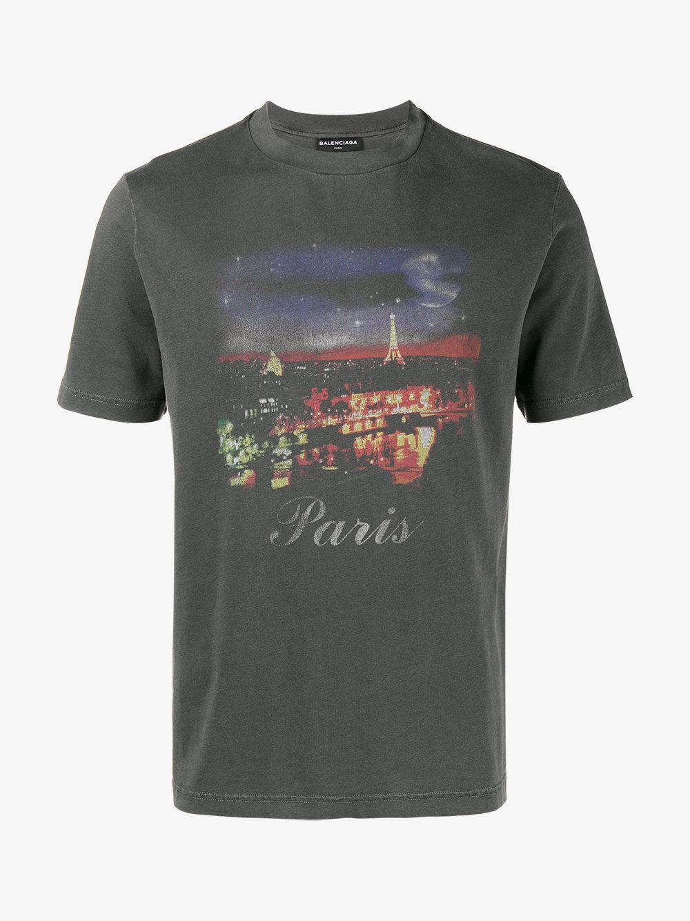 Balenciaga Paris Printed T-shirt in Gray for Men | Lyst