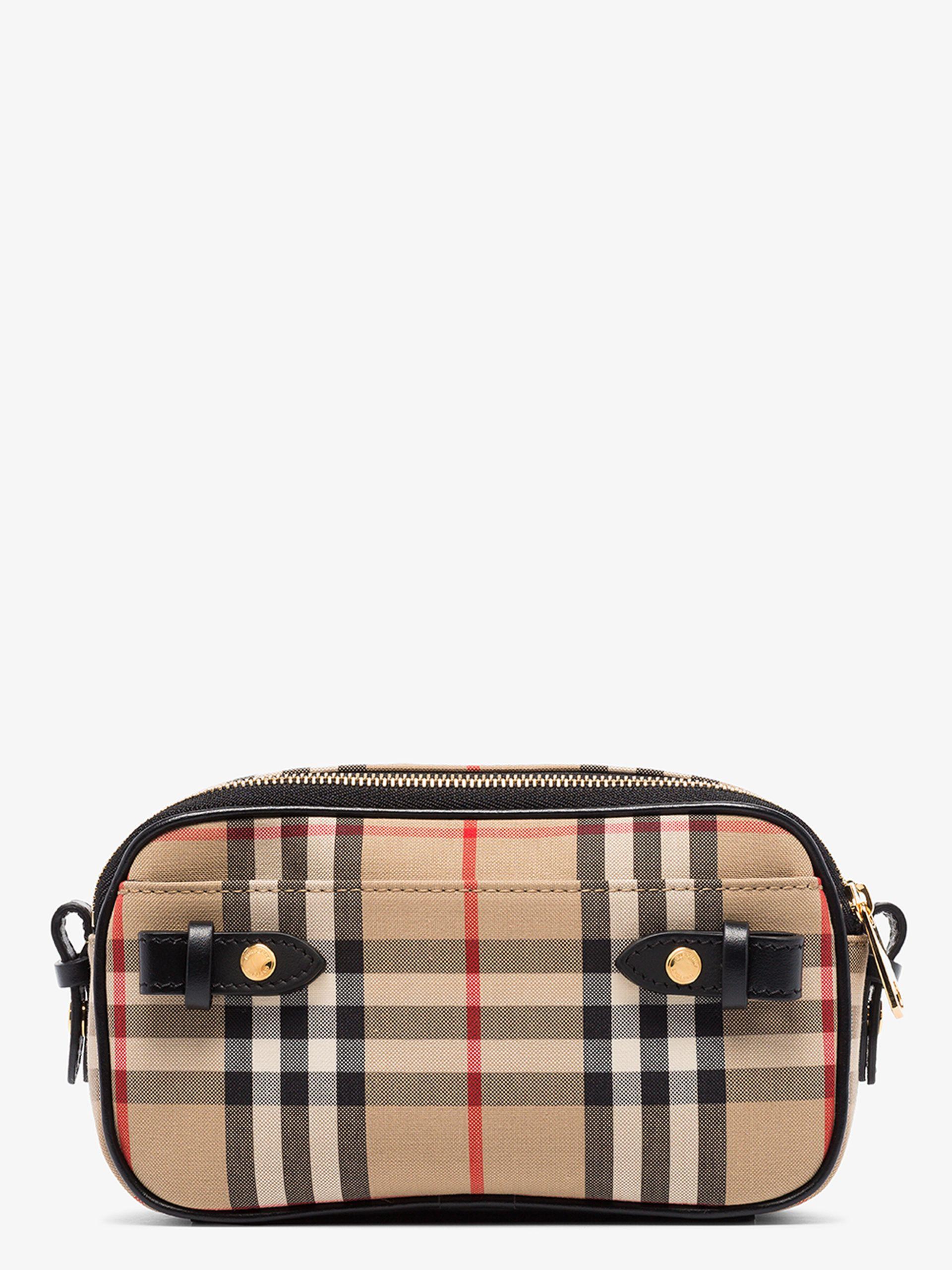 Burberry Leather Micro Vintage Check Camera Bag in Brown | Lyst