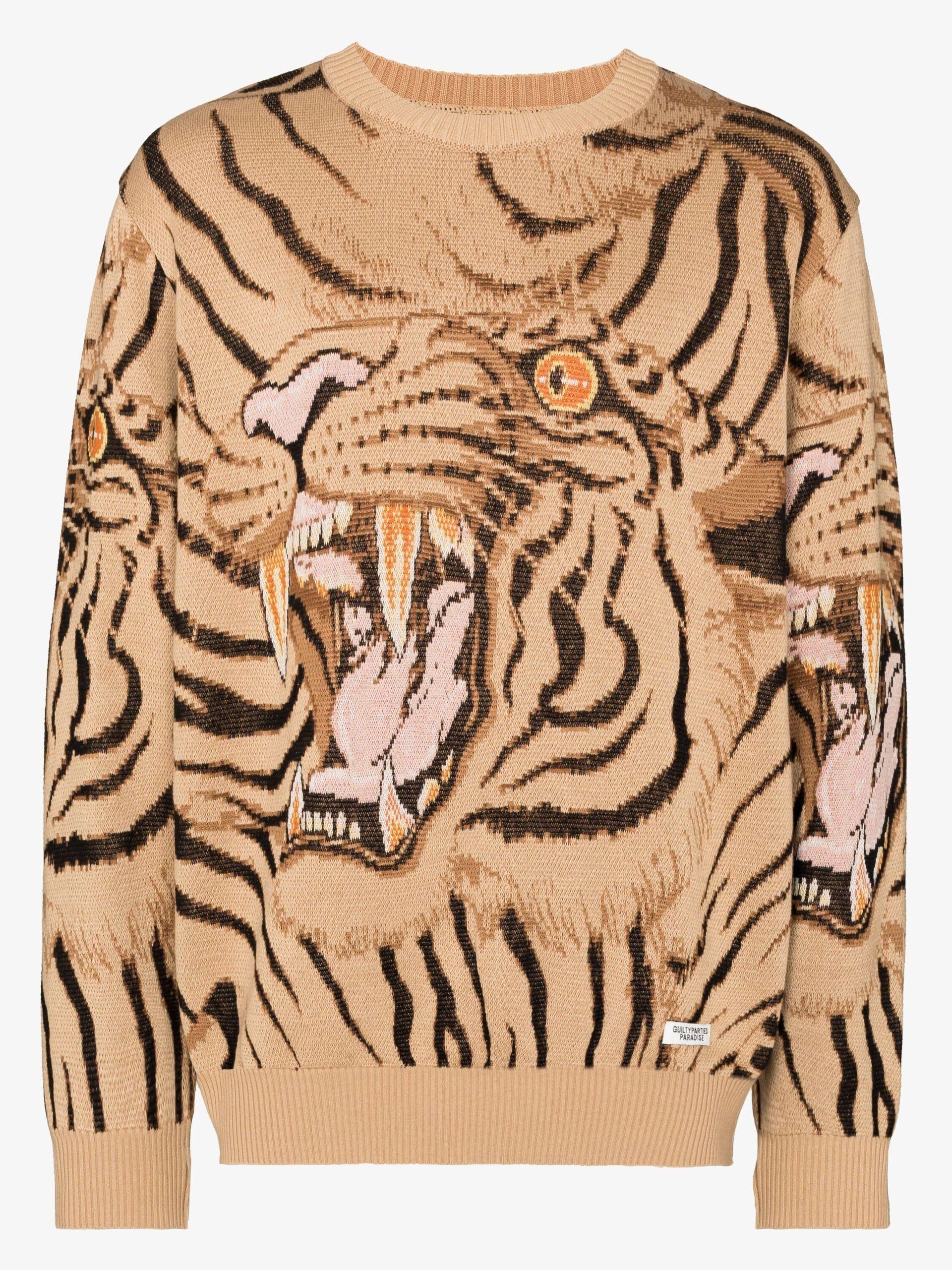 Wacko Maria X Tim Lehi Tiger Intarsia Cotton Sweater - Men's 