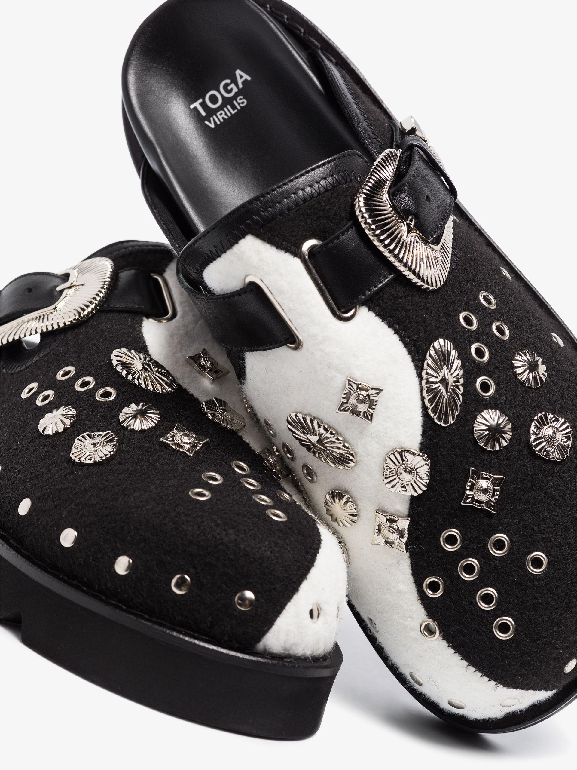 Toga Yin Yang Studded Mules in Black 