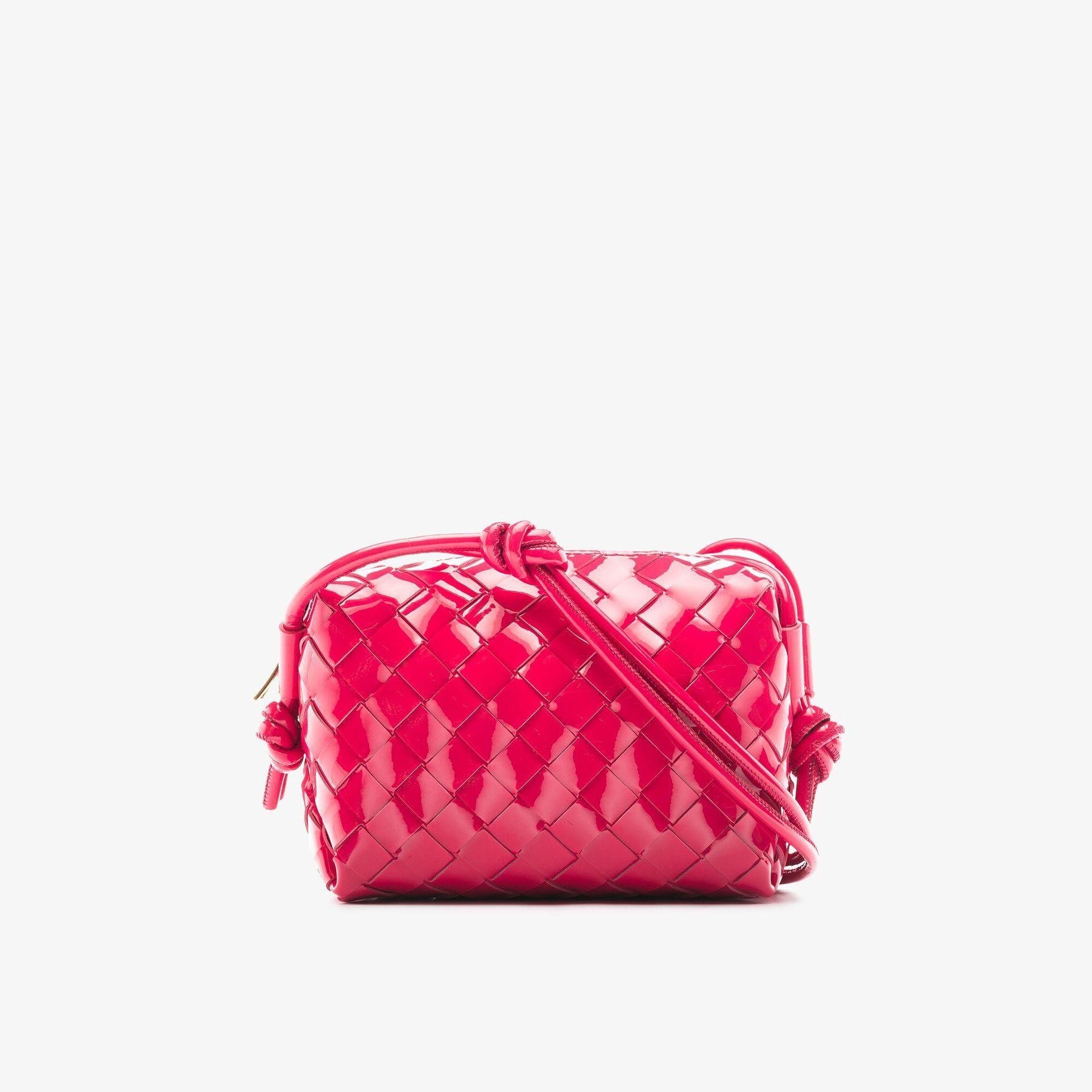 Bottega Veneta Pink Loop Mini Patent Leather Cross Body Bag
