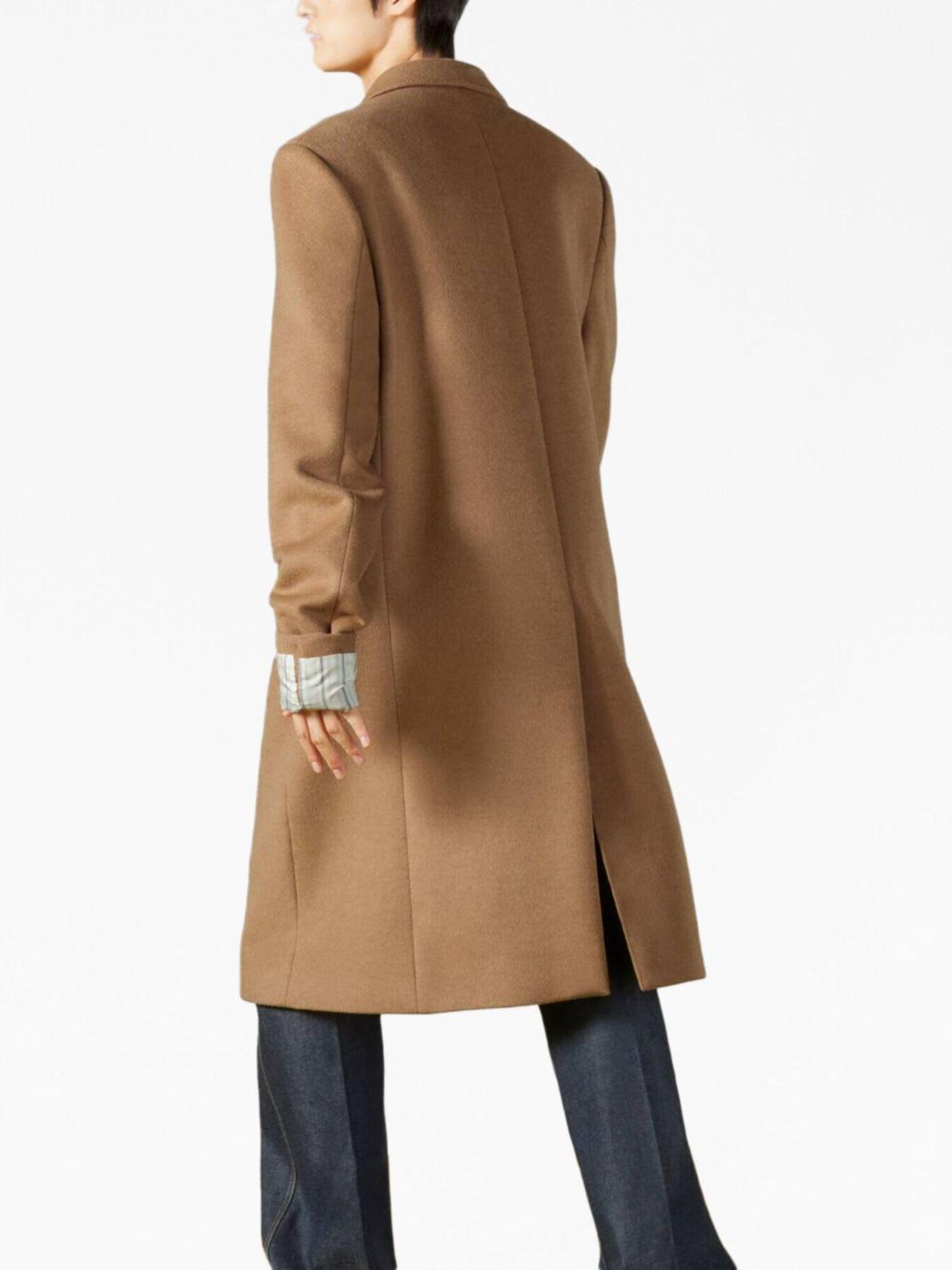 Single Breasted Wool Coat in Brown - Gucci